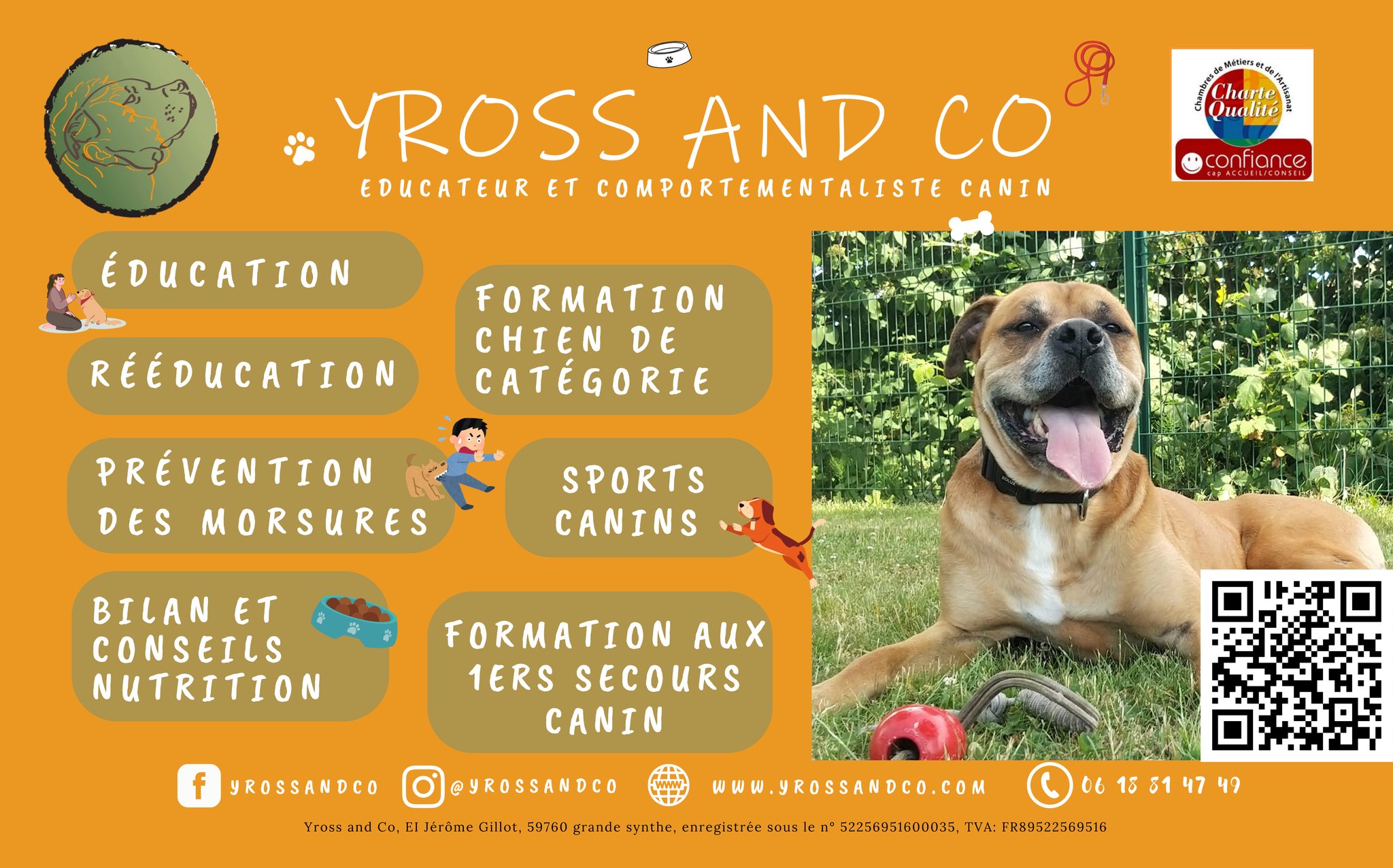 🐶✨ Pack Starter Chiot ✨🐶
Offrez à votre chiot les meilleures bases pour bien grandir et s’épanouir !
🎓 Au programme :
🐾 Travail individuel personnalisé (6 séances) :
✔️ 1 séance dédiée aux règles de vie & à la communication
✔️ Apprentissage des autocontrôles
✔️ Obéissance de base
✔️ Rappel
✔️ Refus d’appât
🌿 Mise en situation réelle (6 séances) :
✔️ Séances de travail en groupe (5 chiens max)
✔️ Travail de la sociabilité et gestion des environnements
🏅 Découverte :
✔️ 1 séance d’initiation à un sport canin : mantrailing, détection d'odeur, agility
📚 Inclus dans le pack :
✔️ Supports techniques & pédagogiques
✔️ Accès à vie à un groupe privé d’entraide
✔️ Application dédiée pour suivre votre dossier et vos séances
🤝 Accompagnement complet :
✔️ Suivi sur 8 mois
✔️ Toute problématique rencontrée en cours d’accompagnement est prise en charge
💰 Tarif : 550€
💡 Un accompagnement complet pour construire une relation saine et durable avec votre chiot !
📩 Contactez-nous pour plus d’infos ou pour réserver votre place !