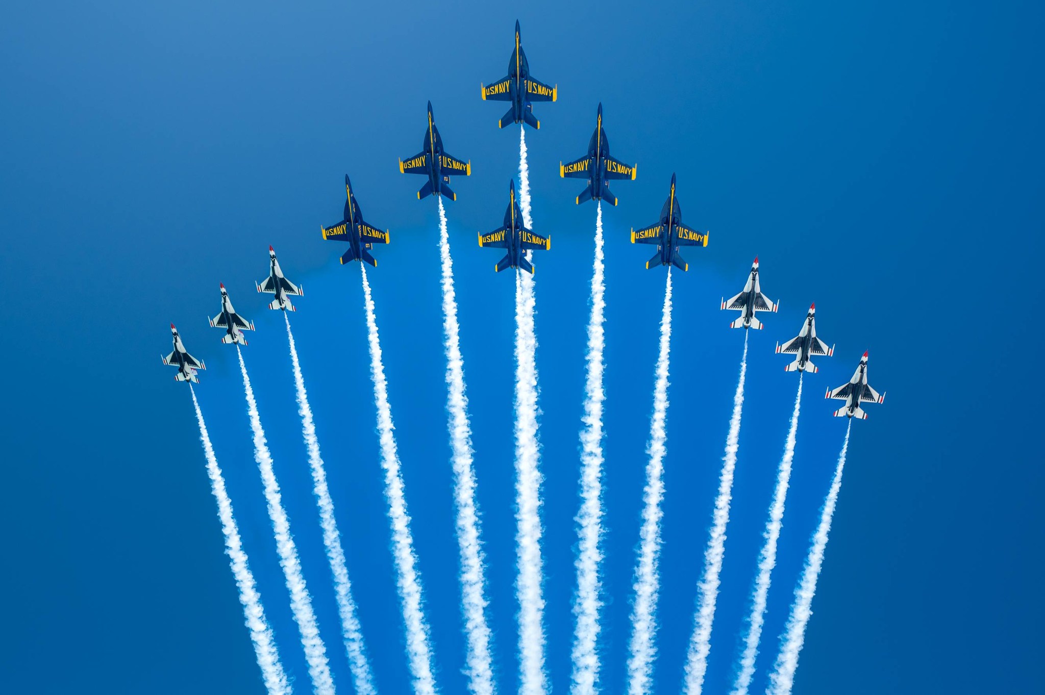 U.S. Navy Blue Angels x Air Force Thunderbirds Super Delta today April 14, 2026!!! I missed it a few years ago and can't wait to finish editing these up!!! Really cool collaboration between two of the best groups in the world!!! #blueangels #thunderbirds 📸 Sunset Photography LLC ✈️✈️✈️