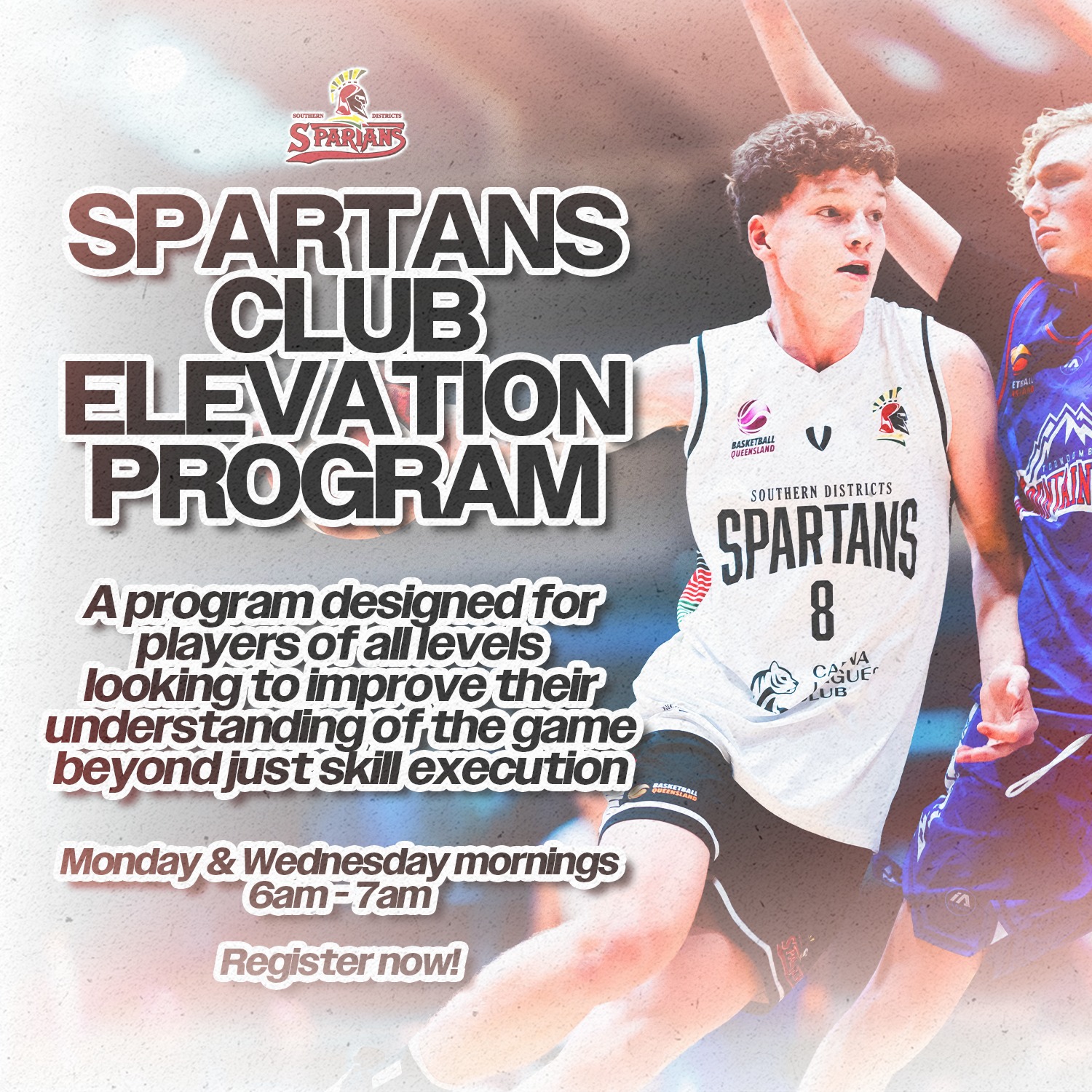 𝗦𝗣𝗔𝗥𝗧𝗔𝗡𝗦 𝗖𝗟𝗨𝗕 𝗘𝗟𝗘𝗩𝗔𝗧𝗜𝗢𝗡 𝗣𝗥𝗢𝗚𝗥𝗔𝗠 ⚔️
The Spartans Club Elevation Program is designed for players of all levels looking to improve their understanding of the game beyond just skill execution. This program focuses on key basketball concepts that directly translate to club competition, helping athletes make better decisions, read the game, and play with greater confidence.
Sessions will emphasise core principles such as spacing, timing, decision-making, and game awareness. The content aligns with fundamental concepts used within our representative pathway, providing a clear bridge for players aspiring to progress, while still reinforcing the basics required at club level.
Players will be grouped on the day into hoops with others of a similar skill level, ensuring an appropriate level of challenge and allowing everyone to learn and apply concepts in a competitive, game-relevant environment.
Unlike traditional skill-based trainings, Club Elevation is centred on how and when to apply skills in real game situations. It’s about learning to think the game, not just perform drills.
Open to all Spartans club players that are in the Under 18 Representative Cycle age group for 2026 (Born 2010 & 2011), this program provides a valuable opportunity to elevate your game.
🌟 Days: Monday & Wednesday mornings
🌟 Times: 6am - 7:30am
🌟 Dates: Commencing 20th April & finishing 13th May
🌟 Price: $240 for 8 sessions
Register here: https://pci.jotform.com/form/261018898920869