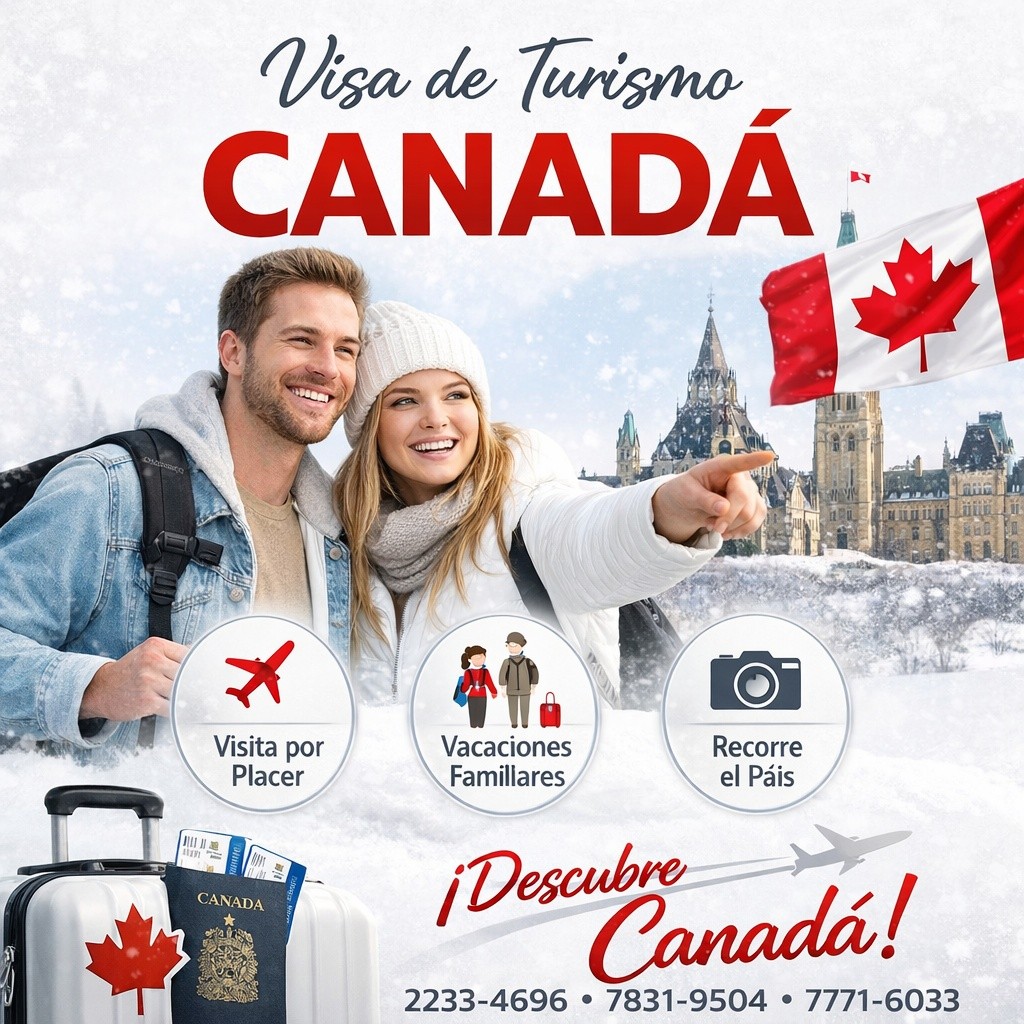 🇨🇦 ¿Querés viajar a Canadá? 🌍
¡Nosotros te ayudamos a hacerlo realidad! ✈️
En Legal Visa Asesoría Migratoria te acompañamos en todo el proceso para obtener tu visa de turista canadiense sin estrés ni errores.
Con nuestra asesoría profesional, viajar por placer, visitar a tu familia o conocer Canadá está más cerca de lo que pensás. 🍁
📋 Llenado correcto de formularios
📑 Revisión completa de documentos
🧭 Guía paso a paso hasta el envío de tu solicitud
💬 Escribinos hoy y comenzá tu trámite con confianza.
⚠️ Recordá: la embajada decide, pero una buena preparación puede marcar la diferencia.
📲2233-4696
📲 WhatsApp: 7831-9504 / 7771-6033
📍 Legal Visa Asesoría Migratoria
🔐 Profesionalismo que te abre las puertas a Canadá 🇨🇦