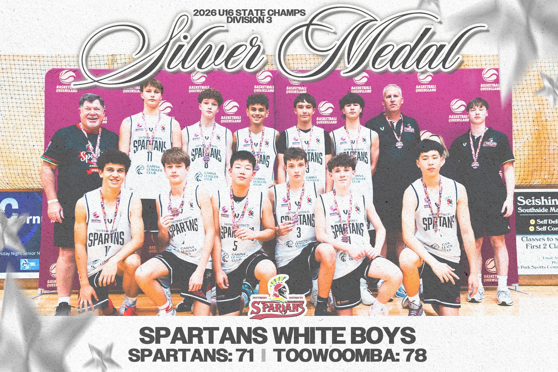 𝗨𝗡𝗗𝗘𝗥 𝟭𝟲 𝗕𝗢𝗬𝗦 𝗦𝗧𝗔𝗧𝗘 𝗖𝗛𝗔𝗠𝗣𝗦 𝗠𝗘𝗗𝗔𝗟𝗦 🥈🥉
Congratulations to our 2 teams who claimed medals at Under 16 Boys State Champs today!
Spartans Red boys got a solid win over Ipswich Force 3 to claim division 5 bronze, and Spartans White finish runners up in division 3 after a close match with Toowoomba 💪🏻
Congratulations everyone! Massive efforts!
#DarksideFamily