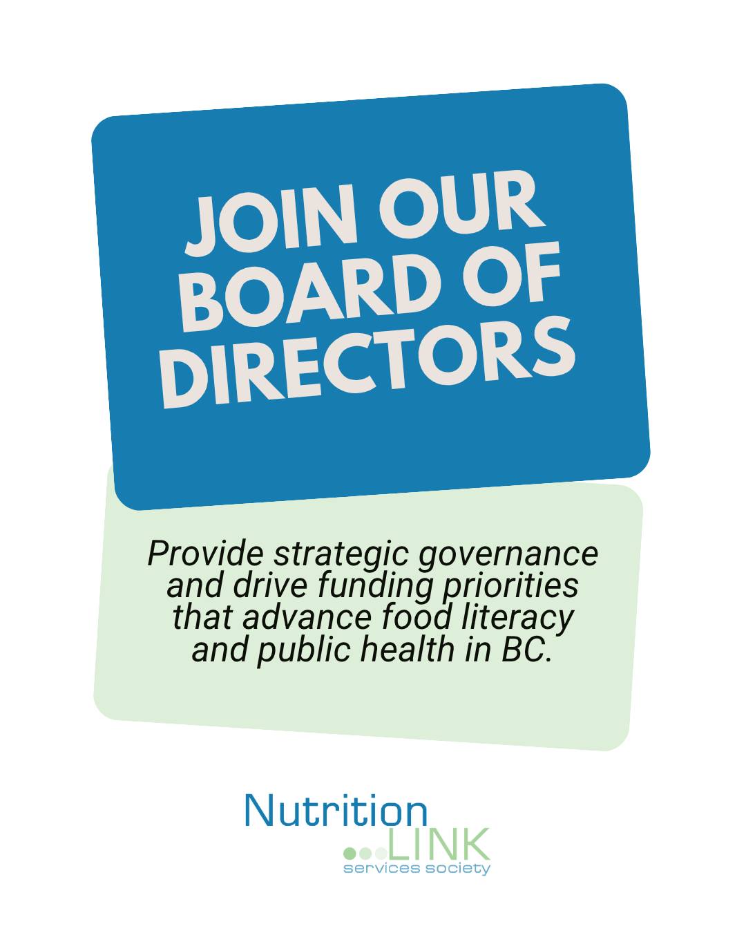 Ready to put your nutrition brain to work beyond the plate? 👀
NutritionLink Services Society is looking for Board Members (and a President!) to help shape how nutrition education and food literacy show up across BC.
Think:
💡 Big-picture impact
🤝 Community-driven change
🌱 Funding programs that actually make a difference
No board experience? No problem. Just bring your ideas, your voice, and your passion for better access to nutrition.
⏰ ~5 hours/month
🌎 Open across Canada (PT meetings)
Send this to someone who’s always saying “we need to change the system” 👇
#HealthEquity #NutritionCareers #VolunteerOpportunity
