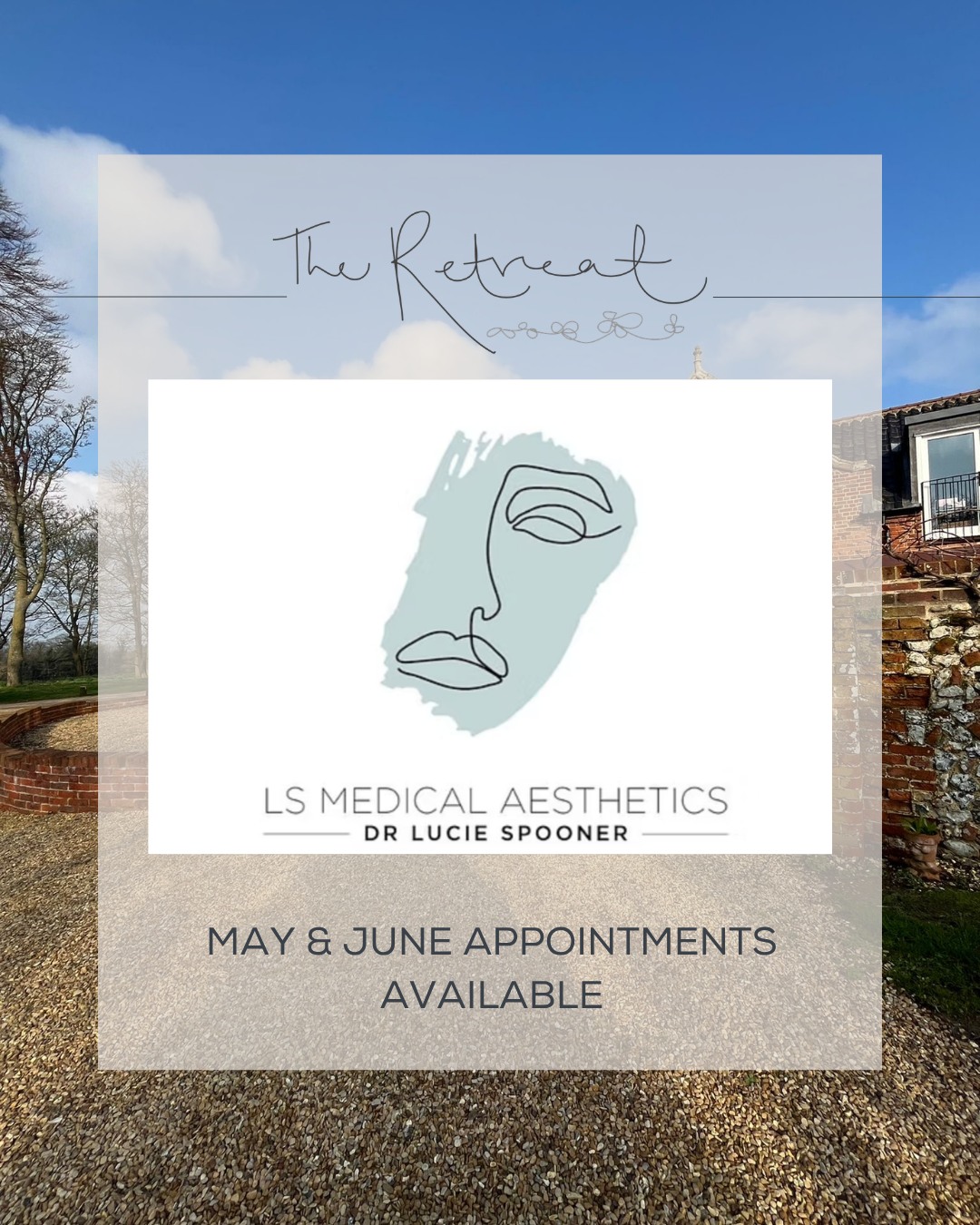 Dr Lucie will be at The Retreat offering clients the chance to book one of her wrinkle busting treatments on the following dates:
Tuesday 5th May
Tuesday 19th May
Tuesday 9th June
Tuesday 23rd June
The following treatments are available to book...
Anti Wrinkle Injectables
Dermal Fillers
Injectable Skin Boosters
To book your appointment, please contact Dr Lucie directly on 07771 644420
#aesthetics #TheRetreatBeautySpa #NorthNorfolkBeautySalon #TheRetreatBeautySalon #AntiWrinkleInjectables