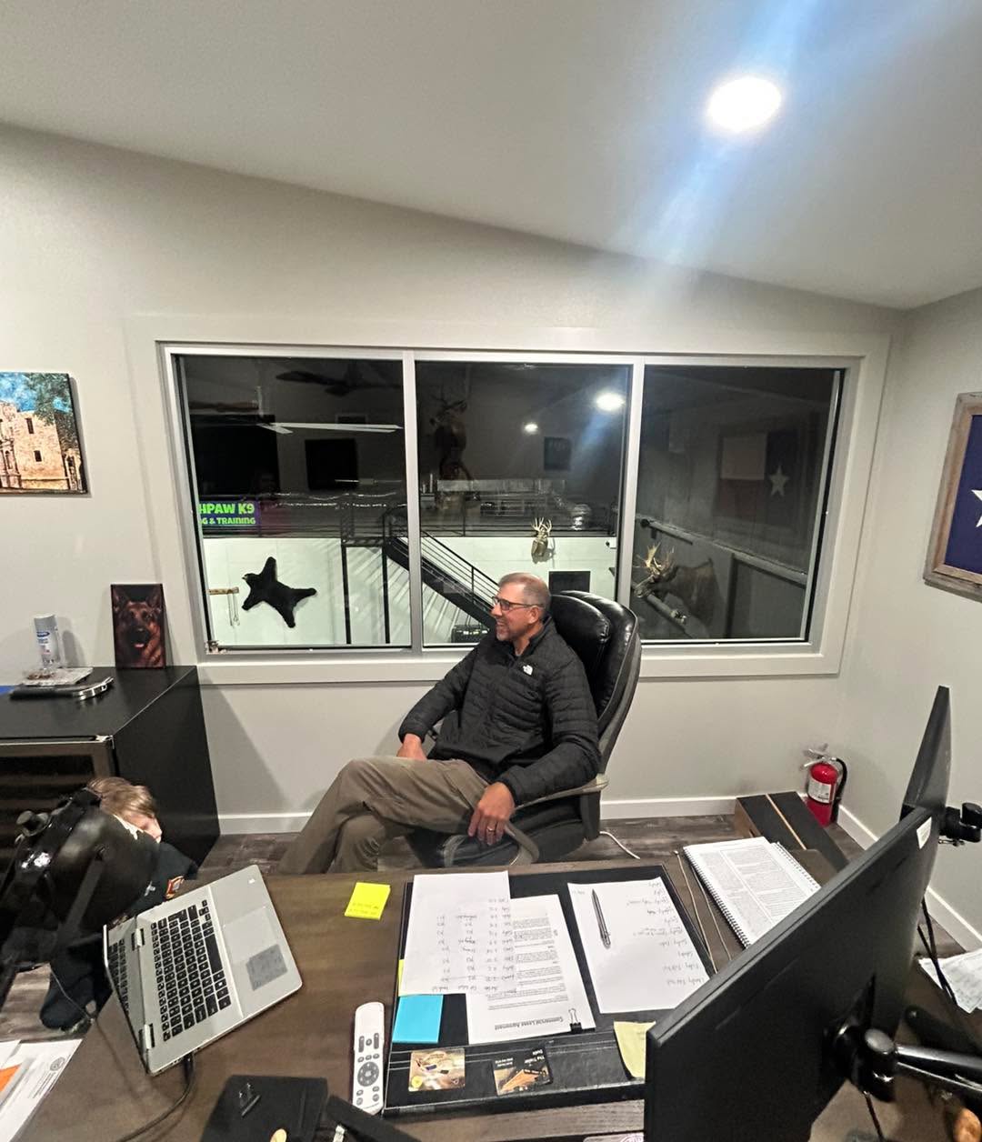 Not a bad place to get things done. Ryan’s office coming together 🔥