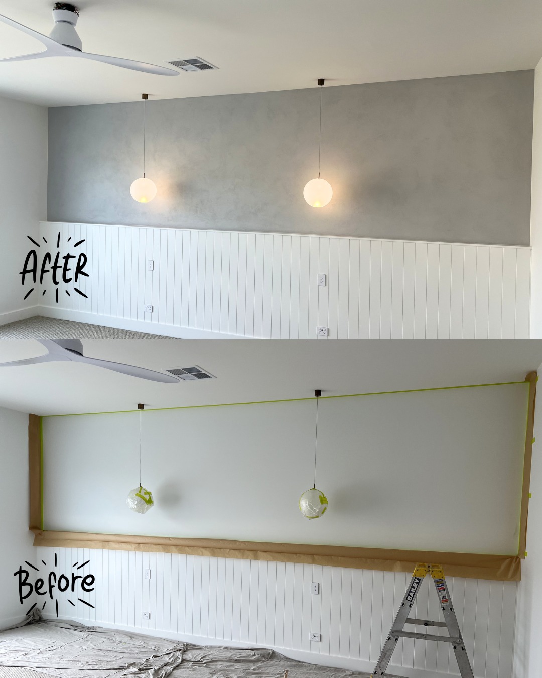 This is what a feature wall should feel like.
Using Porter’s Stone Paint Coarse Finish in Wood Smoke, we’ve taken a standard wall and given it texture, warmth and presence.
A subtle finish that makes a big impact.