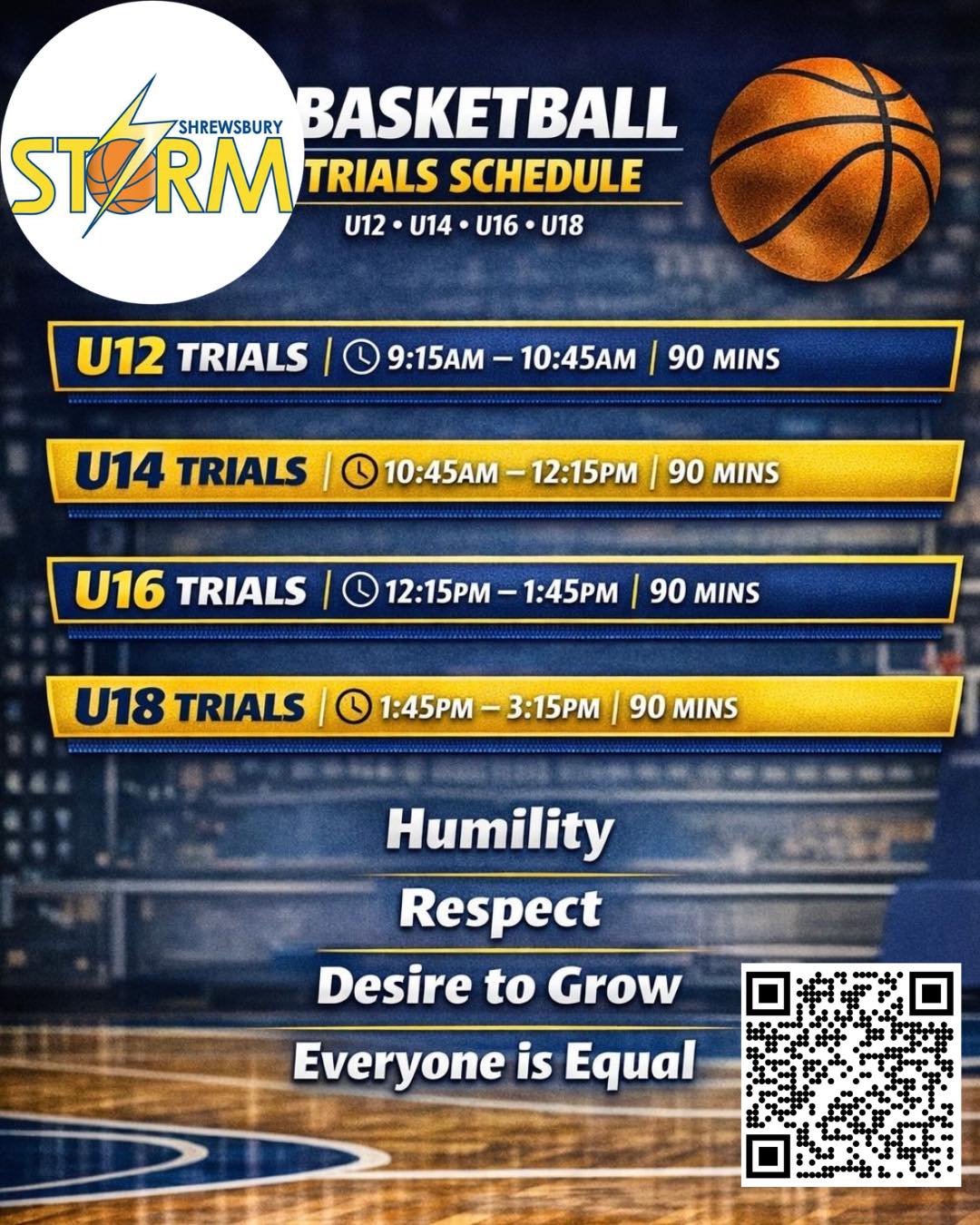 🚨 Trials Announcement 🚨
Ready to take your game to the next level? Shrewsbury Storm is holding Trials for their Junior National league sides ready for the 26/27 season.
If you’re ready to develop your skills, compete and be part of a passionate basketball community, this is your chance.
📍Location: Shrewsbury Sports Village
🗓️ Date: May 9th
Everyone is welcome to attend and unleash their potential, so don’t delay, get in touch today!
Tag a player or parent who should come to trials!
https://forms.gle/z7VmwCesC8cFoozaA
#shrewsburystorm #basketballfamily🏀❤️ #MoreThanJustAClub #comunity #basketballengland #desiretogrow #basketballneverstops