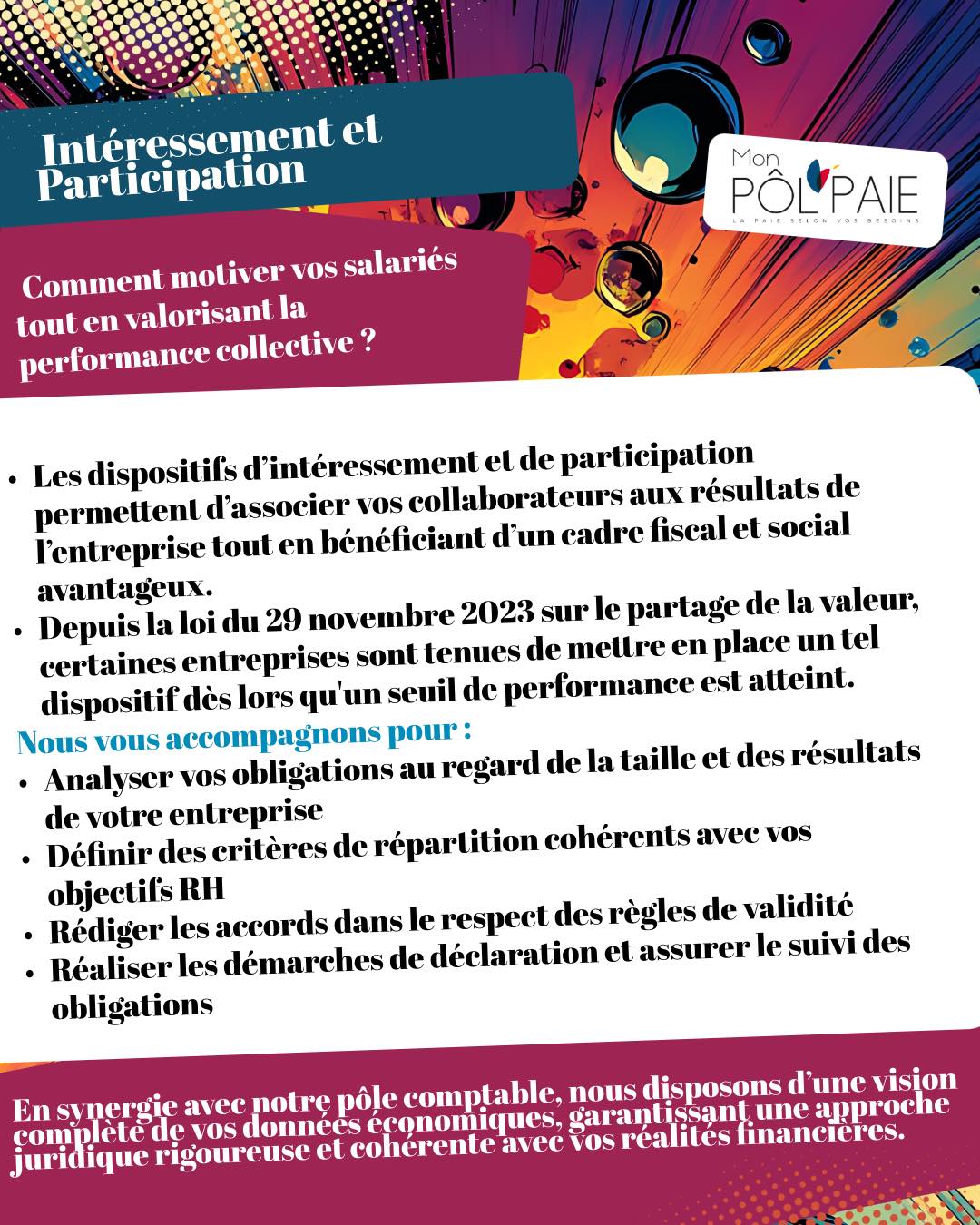 📣 Mon Pôl'Paie c'est aussi de l'accompagnement juridique!
💪 Nos expertises au service de votre gestion sociale!
📨 Episode 2: Intéressement et participation!
____
#monpolpaie #accompagnementjuridique #gestionsociale #interessement