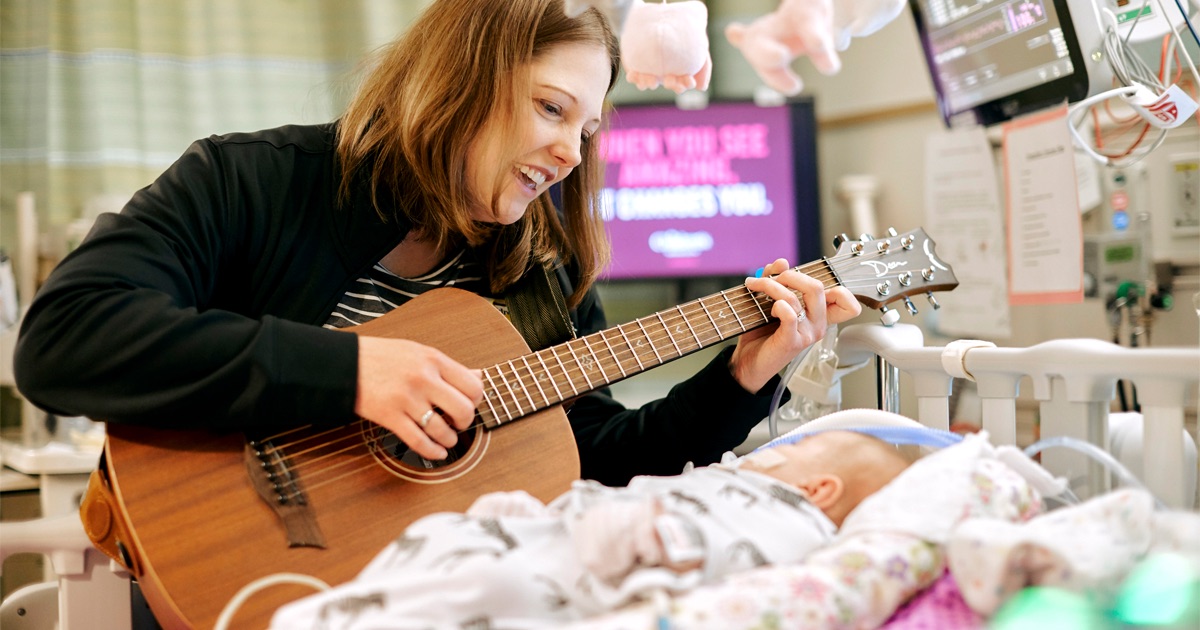 Althought they are brand new to this world, babies can already feel the comfort and connection that music brings. 💜
For newborns and babies in the NICU, music therapy can help regulate heart rate and breathing, improve sleep, support feeding, and create moments of comfort during an incredibly critical time. It also gives families a gentle, meaningful way to bond with their baby.
At Angelina’s Song, we’re proud to support access to these life-changing services for the most vulnerable patients. Learn more about how music therapy benefits newborns in our latest blog post on our website.
📸 Photo credit: Children's Minnesota, an Angelina's Song affiliate
#PediatricHealthcare #MusicHeals #ThePowerOfMusic #MusicTherapy #HealingThroughMusic
