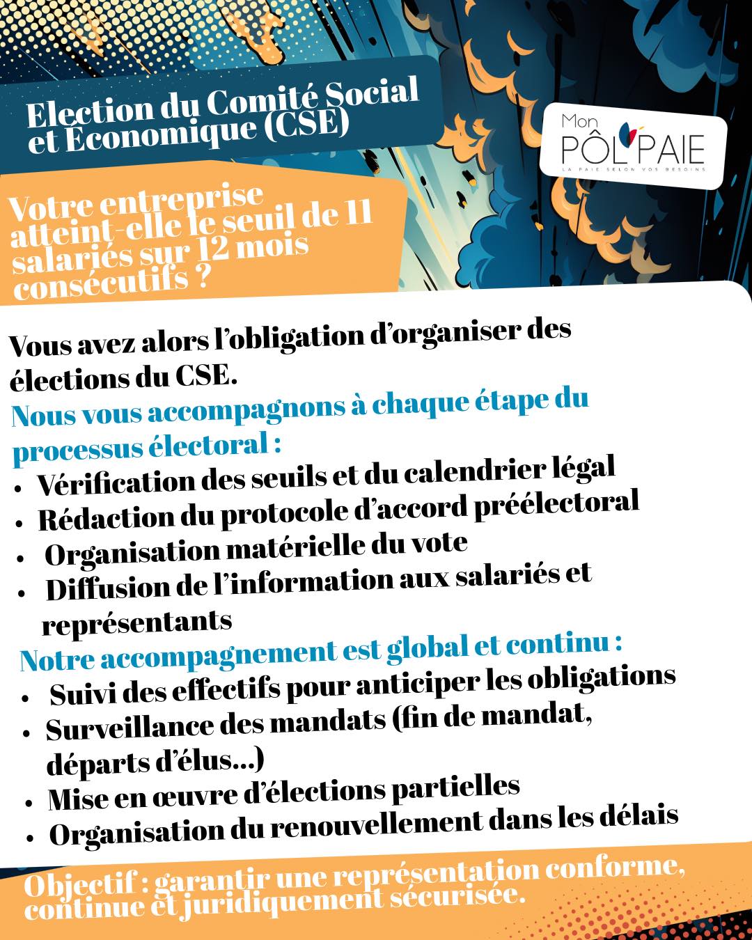 📣 Mon Pôl'Paie c'est aussi de l'accompagnement juridique!
💪 Nos expertises au service de votre gestion sociale!
📨 Episode 1: Election du comité social et économique
____
#monpolpaie #accompagnementjuridique #gestionsociale #cse