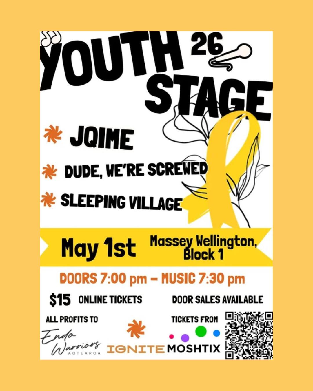 A youth led fundraiser for Endo A youth led fundraiser for Endo #endowarriorsaotearoaWarriors Aotearoa đ
We are so grateful to see young people in our community stepping up to support this kaupapa.
Join us for a night of live music featuring JQIME, Sleeping Village and Dude, Weâre Screwed, all coming together to raise funds and awareness for endometriosis and period poverty.
đ 1 Wallace Street, Mount Cook, Wellington
đĄ Doors open 6.30pm
đ¶ Music from 7pm
All proceeds support the work we do at Endo Warriors Aotearoa, including period education, advocacy, and providing essential products to those who need them most.
Tickets available via the link below in our bio
Massive thank you to @youthstage2026 and the bands for making this happen
#endometriosisnz #wellingtonevents #youthled #fundraiser #endowarriorsaotearoa