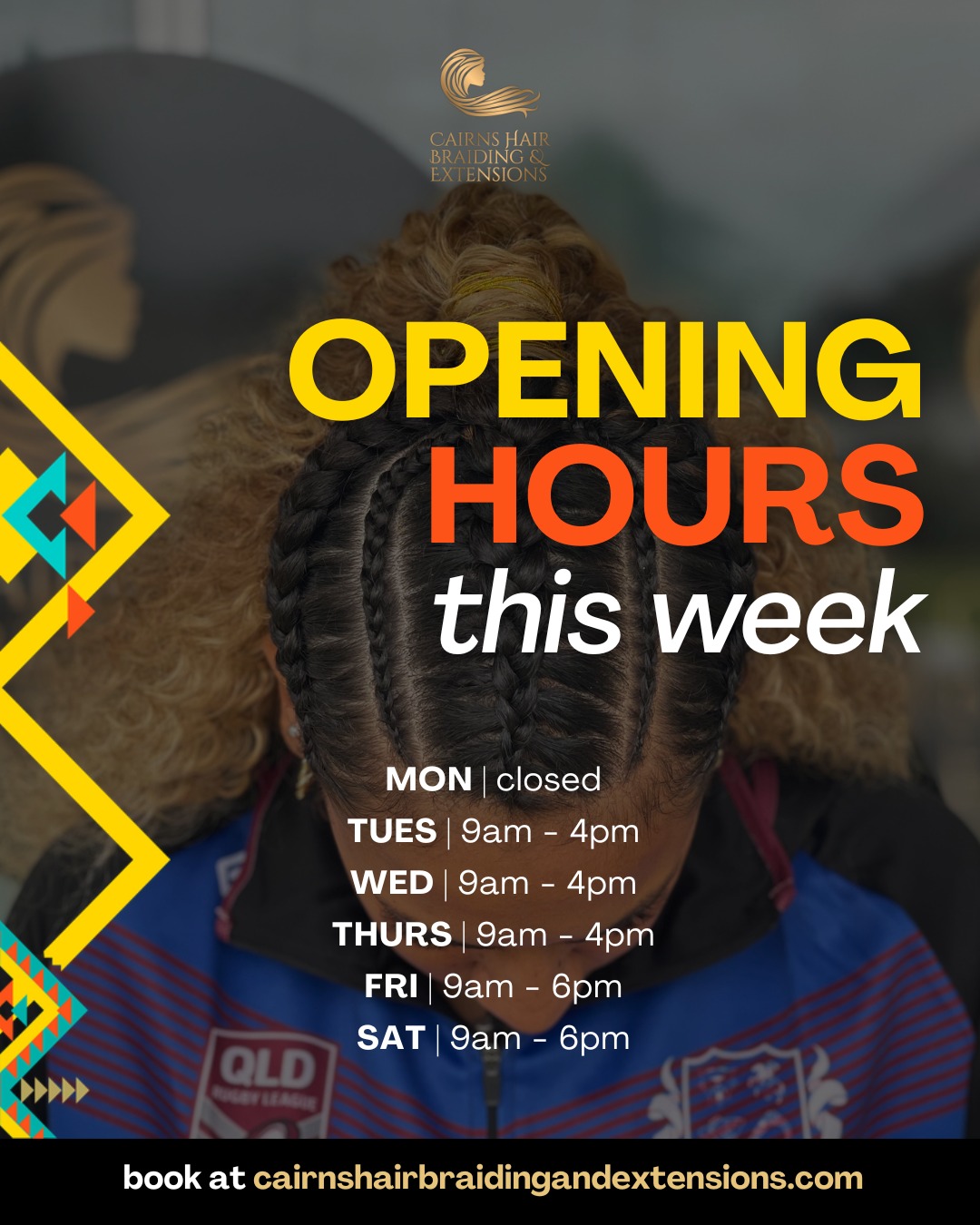 We’re open this week at Cairns Hair Braiding & Extensions ✨
Whether you’re ready for a fresh style, planning a transformation, or simply wanting expert advice, our doors are open and we’d love to see you.
Opening hours this week:
• Tuesday to Thursday: 9am – 4pm
• Friday: 9am – 6pm
• Saturday: 9am – 6pm
To make sure you receive the time, care, and attention your hair deserves, we recommend booking ahead through our website.
Not quite sure what to book? Start with a consultation. It gives us dedicated time to talk through your goals, assess your hair, and guide you toward the best solution for you. Simple, relaxed, and pressure-free.
Our services include:
• All forms of braiding
• Remy human hair extensions & hair loss solutions
• Dreadlocks (temporary crochet, permanent crochet, interlocking, detox, maintenance & styling)
• Keratin, Nanoplasty, Hair Botox & Silk Presses
• Colour, lightening services, cuts & treatments
• Hair memberships & DIY braid packages
• Training & mentorship opportunities
🔗 Book online via our website
-
🔔 Planning ahead?
Next week’s hours will shift slightly, with earlier finishes on Friday and Saturday, so we encourage early bookings to secure your preferred time.
We’re also open to both clients and hairstylists, offering premium hair extensions and professional retail supplies from Enlightened Hair Extensions.
Hair professionals are warmly invited to enquire about our Trade Program and become part of the Enlightened Hair Extensions family 🫶
#cairnshairbraidingandextensions #EnlightenedHairExtensions #HairWithPurpose #CairnsHairSalon #professionalhairdresser #ExtensionSpecialist #HairConfidence