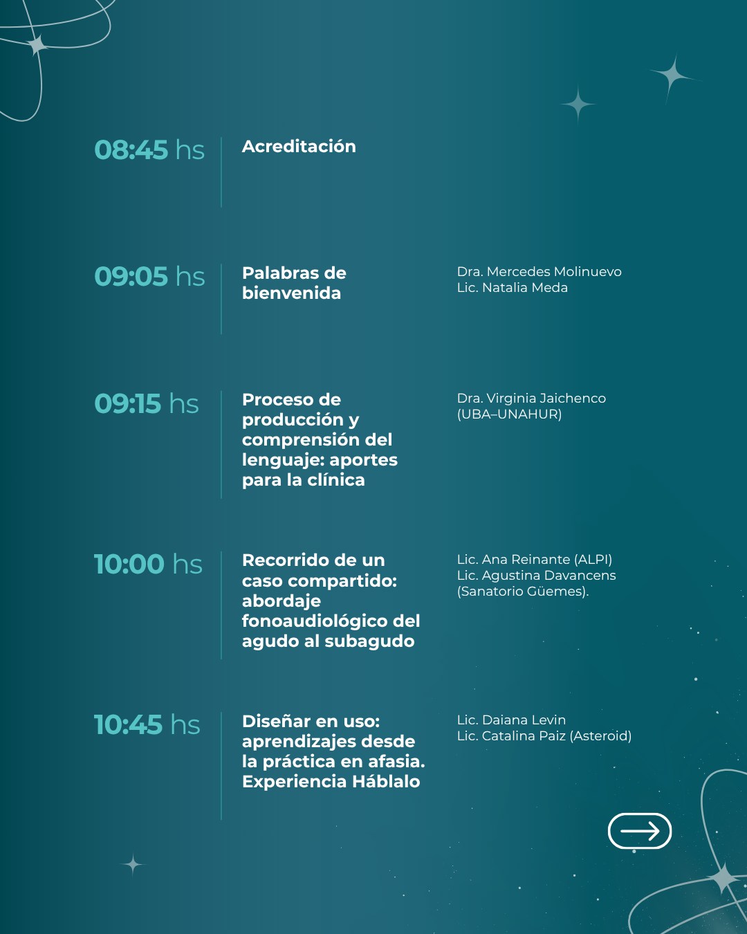 Compartimos el programa de las III Jornadas Científicas de ALPI:
Fonoaudiología en el paciente adulto neurológico
Una propuesta orientada a la actualización, el intercambio interdisciplinario y la reflexión sobre la práctica clínica.
📆 Viernes 15 de mayo
🕛 9 a 17 h
📍 Aula Magna - UTN
✍️ Inscripción: Link en bio
#ALPI #JornadasALPI #Fonoaudiología #Neurorehabilitación