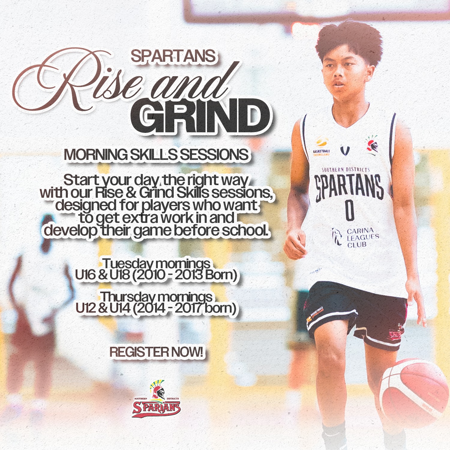 𝗦𝗽𝗮𝗿𝘁𝗮𝗻𝘀 𝗥𝗶𝘀𝗲 & 𝗚𝗿𝗶𝗻𝗱 𝗦𝗸𝗶𝗹𝗹𝘀 ☀️
Start your day the right way with our Rise & Grind Skills sessions, designed for players who want to get extra work in and develop their game before school.
Session Times:
Tuesday mornings (6:15 – 7:15am) - U16 & U18 (2010 - 2013 Born)
Thursday mornings (6:15 – 7:15am) - U12 & U14 (General Skills only – open to all players, 2014 - 2017 born)
These early sessions focus on high-quality reps and position-specific development in a structured, high-energy environment.
Session options for U16 & U18 only include:
Shooting Development (Div 1 & 2 Club + Rep Players only)
Guard Skills (Div 1 & 2 Club + Rep Players only)
Big Skills (Div 1 & 2 Club + Rep Players only)
General Skills (open to all players)
Sessions will be delivered by Spartans representative coaches and/or NBL1 players, bringing high-level experience and specific expertise to each area of development.
Spots are limited, so early registration is essential.
Commencement Dates: 28th April for U16 & U18, 30th April for U12 & U14 - runs for 8 weeks.
Get in early. Put the work in. Elevate your game.
Dates: U16 & U18 commencing 28th April, U12 & U14 commencing 30th April - both running for 8 weeks
Times: 6:15 - 7:15am
Price: $320
Link: https://pci.jotform.com/form/253167098908873
#DarksideFamily