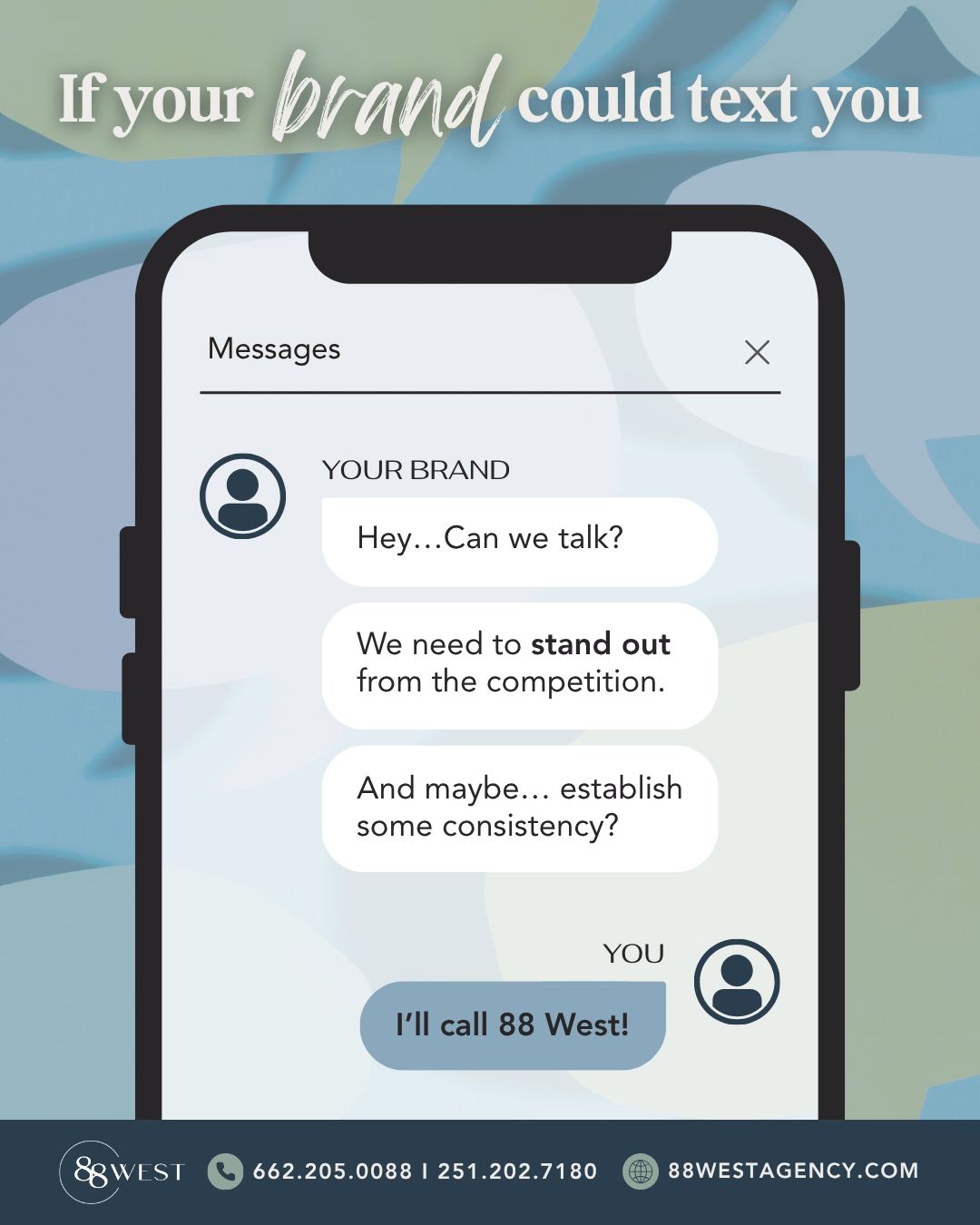 Some conversations are long overdue… 👀
If things feel a little all over the place or not quite hitting the mark, it might be time for a reset. Strong brands don’t happen by accident, they’re built with intention, clarity, and the right strategy behind them.
Ready to get things back on track? Let’s talk.
-
📞 662.205.0088 | 251.202.7180
💻 88westagency.com
-
#88West #88WestAgency #NorthMS #ALGulfCoast #MSGulfCoast #TupeloMS #GulfShoresAL #HuntsvilleAL #MarketingAgency #DigitalMarketing #BrandStrategy #BrandConsistency