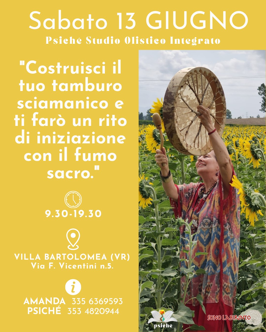 ❞𝘿𝙖𝙡𝙡𝙖 𝙥𝙚𝙡𝙡𝙚 𝙖𝙡 𝙨𝙖𝙘𝙧𝙤 𝙞𝙣𝙩𝙧𝙚𝙘𝙘𝙞𝙤:
𝙙𝙖𝙞 𝙫𝙞𝙩𝙖 𝙖𝙡 𝙩𝙪𝙤 𝙩𝙖𝙢𝙗𝙪𝙧𝙤 ❞
Siamo Piene di Gioia nel proporvi questo fantastico incontro.
Amanda, ci guiderà nella costruzione del proprio tamburo sciamanico!
Sarà creato uno spazio sacro nel quale crearlo ed iniziare a viverlo attraverso le nostre mani ed il nostro sentire.
Noi, Non vediamo l’ora che sia Giugno ✨😍🥰
Chiedici Info
Iscrizioni Aperte con Promozione Attiva
Amanda 335 6369593
Psiché 353 4820944