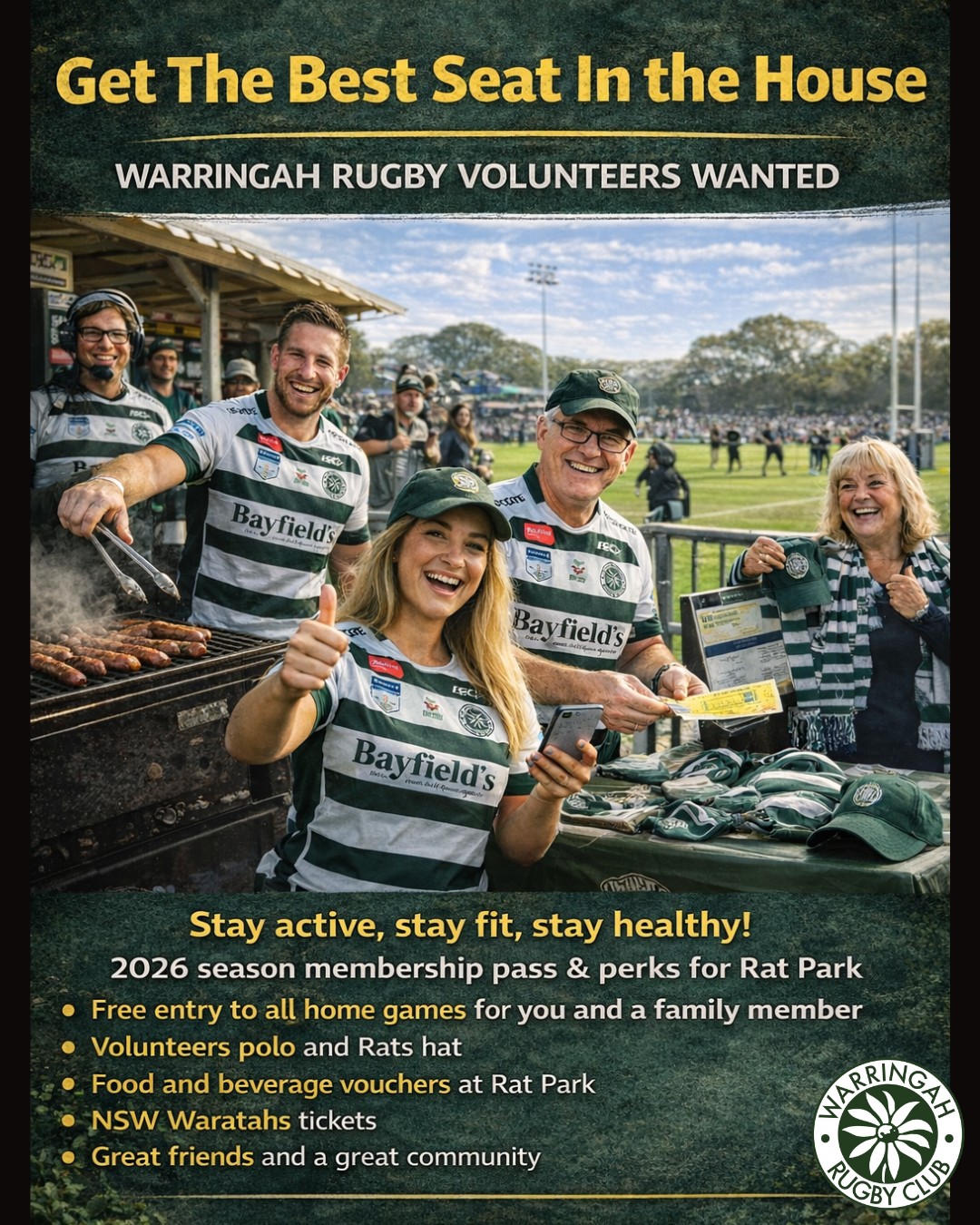 👉VOLUNTEERS WANTED! 👈
💪Stay active, stay fit, stay healthy!
🎫2026 season membership pass & perks for Rat Park
🎫Free entry to all home games for you and a family member
👕Volunteers polo and Rats hat
🍔Food and beverage vouchers at Rat Park
🎫NSW Waratahs tickets
🐀Great friends and a great community
We have amazing roles for everyone! 💚 From social media content, bbq's, match day support, merch sales.....
Reach out through info@warringahrugby.com.au
and be part of the best club in the Shute Shield 💚
@warringah_womensrugby @friendsofwarringah @warringahhillbillies @warringahratsjuniors