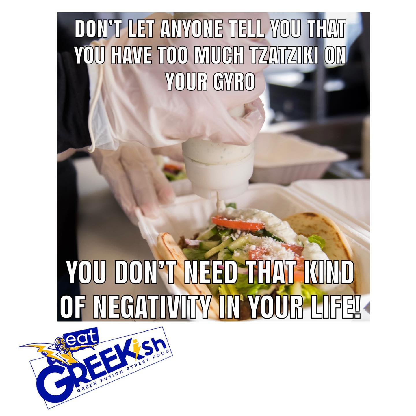 Tzatziki IS life!! š We make every sauce we serve on the truck from scratch.
Hereās this weekās schedule:
TUE-FRI 4/14-17 ~ CVS on 11th ~ 11-7