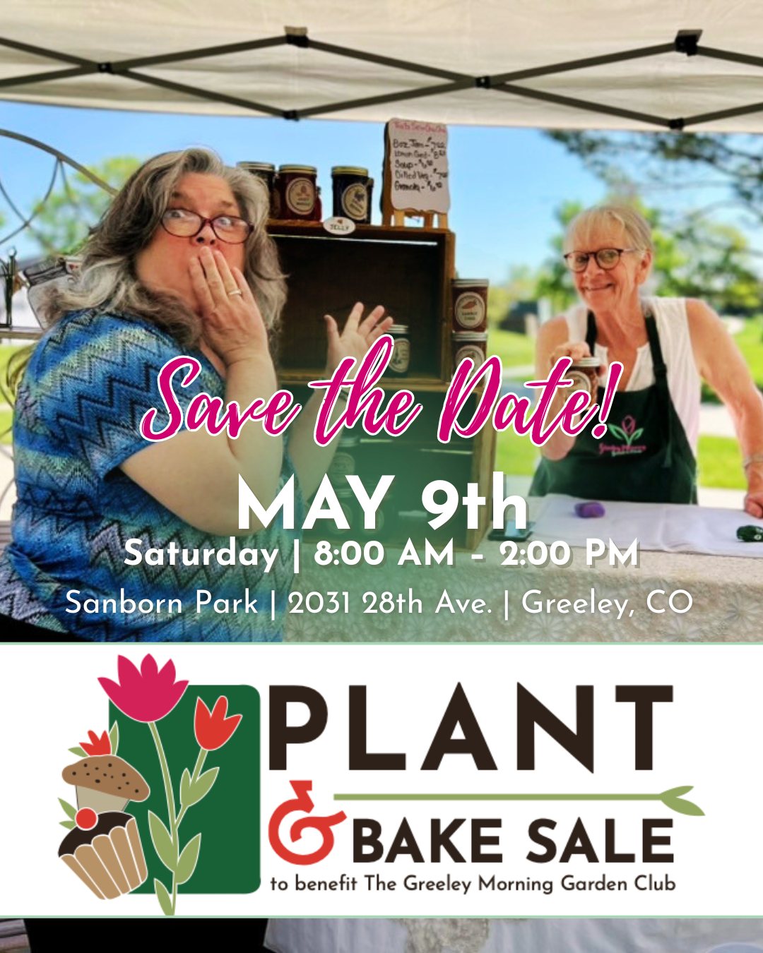 🌸 Save the Date! Plant & Bake Sale! May 9th 🌿
A little laughter, a few sweet treats, and plenty of plants to take home.
Join us May 9 for the Greeley Morning Garden Club Plant & Bake Sale—supporting the care and beautification of Greeley’s public gardens, celebrating talented local makers, and bringing together a community of plant lovers and artisans.
🗓 Saturday, May 9th
📍 Sanborn Park | 8 AM – 2 PM
We can’t wait to see you there! 💚
#GreeleyMorningGardenClub #GMGCPlantSale2026