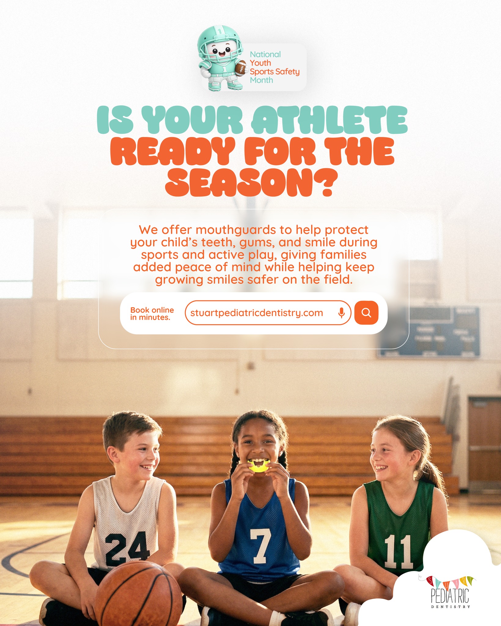 New season checklist:
✔️ Uniform
✔️ Water bottle
✔️ Great attitude
✔️ Smile protection
If your child plays sports, a custom-fitted mouthguard can help protect their teeth, lips, and smile from unexpected hits on the court or field.
Let’s get your athlete season-ready with protection made just for their bite.
#ReadyForTheSeason #SportsMouthguard #YouthAthlete #PediatricDentistry #StuartPediatricDentistry