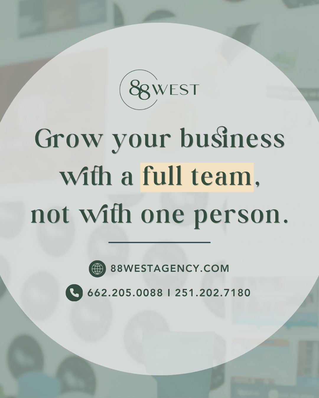 Looking to hire someone to elevate your website, social media, and brand? One person can’t do all of your marketing efficiently, but a team can.
At 88 West, we utilize all of our skills so you aren’t worried if it’s being done correctly. Reach out to learn more!
-
📞 662.205.0088 | 251.202.7180
💻 88westagency.com
-
#88West #88WestAgency #NorthMS #ALGulfCoast #MSGulfCoast #TupeloMS #GulfShoresAL #HuntsvilleAL #MarketingAgency #SoutheastBusiness #WebDesign #SocialMediaMarketing #BrandPhotography #EmailMarketing #BrandAgency #SoutheastMarketing #BrandDesign