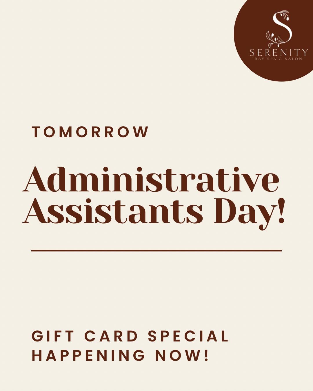 Administrative Assistants Day is tomorrow and our gift card special is happening now! ✨
Purchase and print online, call us and we will deliver, or swing by! The one who keeps you in line, would certainly love a “get away without going away!” 🤍
#SAU #salonandspa #giftsforher #sdsmagnolia #administrative