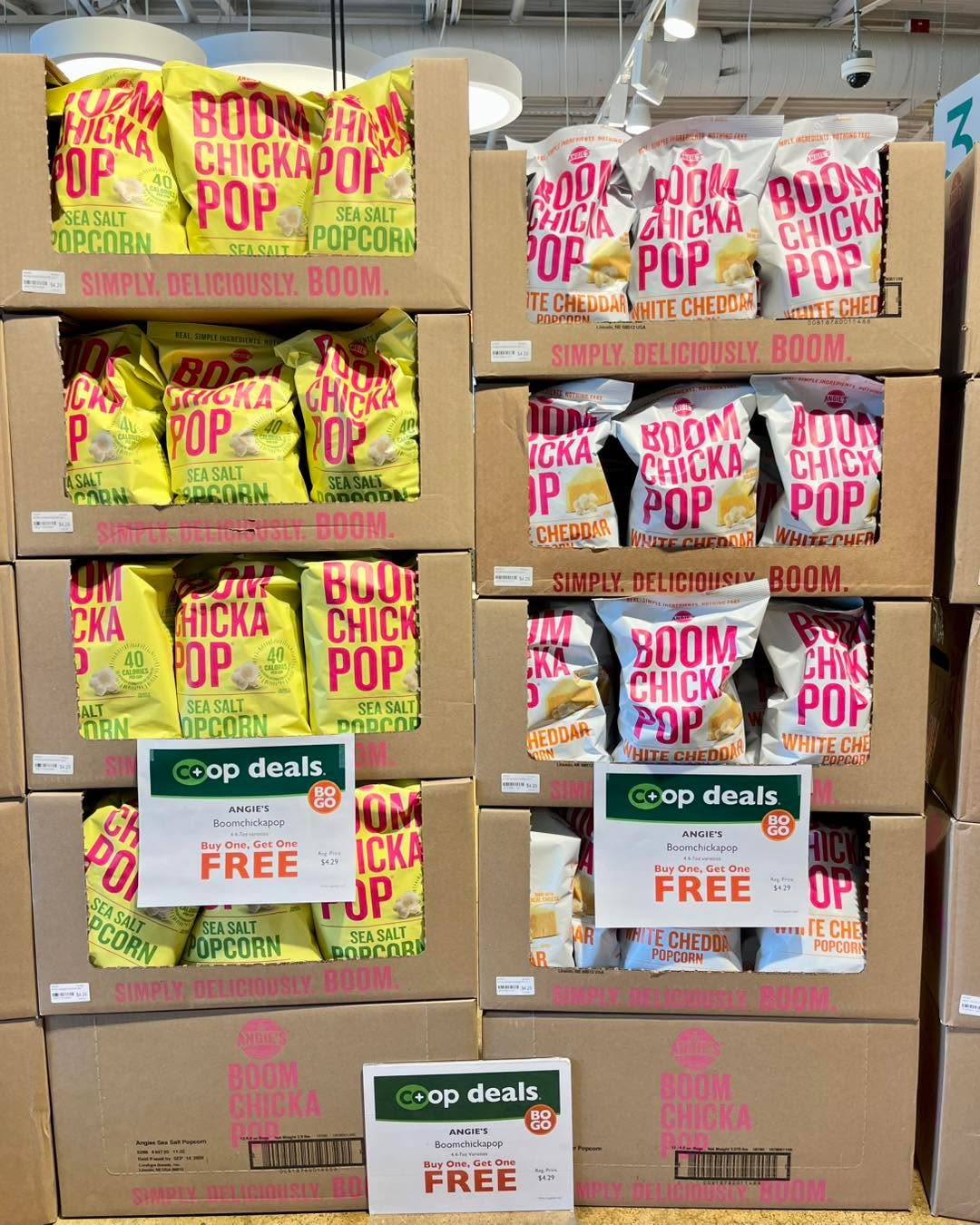 BOGO deals are back at the co-op! Check out fan-favorite Boom Chicka Pop popcorn and several other products that are buy one get one free for a limited time 🥳