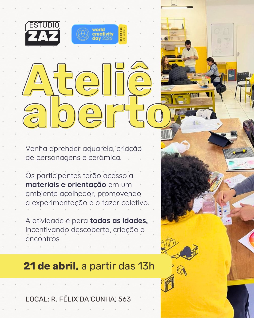 É amanhã! Inscrições gratuitas pelo link da bio 🎨
#pelotas #arte #atelie #worldcreativityday