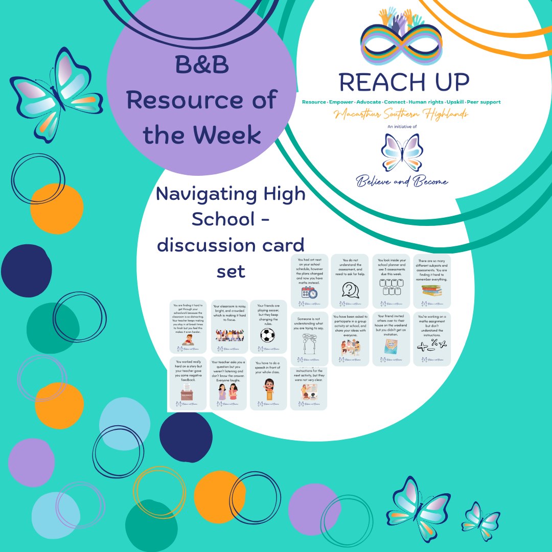 The transition to high school can be difficult for all young people. It brings additional challenges for neurodivergent youth as they navigate new environments, social complexities, and new executive function demands.
These cards introduce a range of scenarios young people may encounter and provide helpful discussion prompts.
