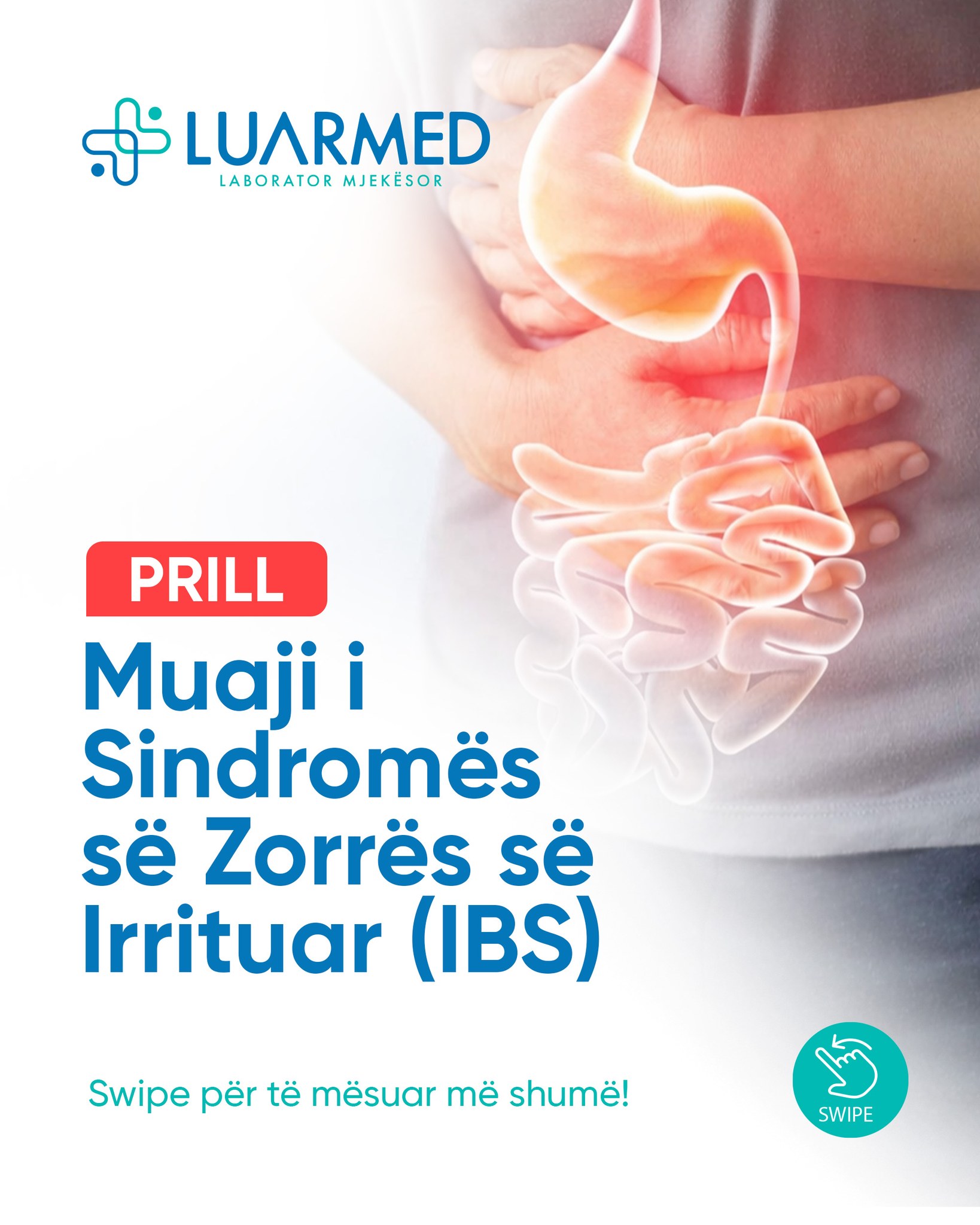 Muaji i Ndërgjegjësimit për Sindromën e Zorrës së Irrituar (IBS)
IBS është një çrregullim funksional i traktit gastrointestinal që prek një numër të madh individësh dhe ndikon drejtpërdrejt në cilësinë e jetës. Simptomat mund të jenë të ndryshme dhe shpesh lidhen me stilin e jetesës, ushqyerjen dhe faktorët psikologjikë.
✅Në LUARMED, ju ofrojmë konsultë të specializuar dhe analiza të sakta për diagnostikim të hershëm dhe menaxhim efektiv të IBS.
Rezervoni kontrollin tuaj sot dhe merrni kujdesin që meritoni.
📍 Sheshi Wilson
📞 067 5000 414
#IBS #Shëndeti #KujdesiShëndetësor #LuarMed #KontrolloShëndetin