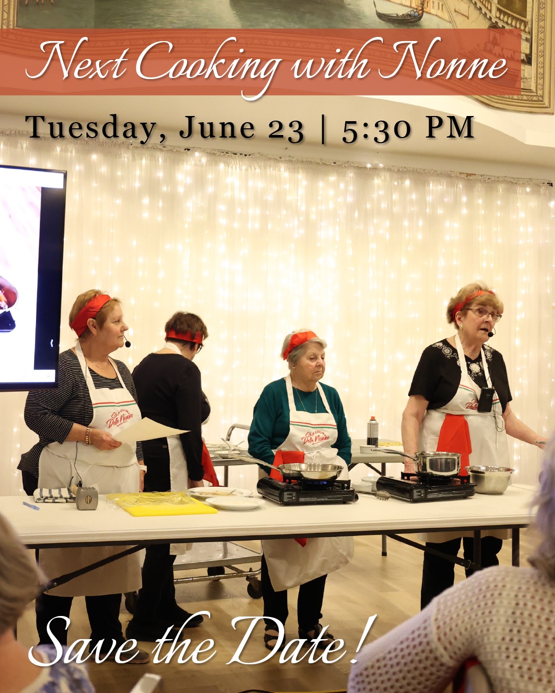 NEW COOKING CLASS ANNOUNCED! ❤️🍝
Mark your calendars and gather your foodie friends! The Nonne will be hosting their next public cooking class on Tuesday, June 23 for a special evening of traditional Italian cooking, passed down from our family to yours.
This time, you’ll learn how to make risotto alla milanese (saffron risotto) and spezzatino (Italian beef stew)—then sit down and enjoy the full meal together, finished with tiramisu for dessert 😍
Expect:
✨ Live cooking demonstration by the Nonne
✨ A homemade Italian dinner served by the Nonne themselves
✨ Great company, laughter, and a full cultural experience
🍷 Bar will be open for beverage purchases
🛍️ Frozen foods available for take-home purchase after the class
📍 1174 Italia Ln
⏰ 5:30 PM
💲 $55 per person (tax included)
Spots are limited—and these classes do not last long.
🎟️ Book here: https://www.icckingston.com/event-details/cooking-with-nonne-risotto-alla-milanese-spezzatino
#CookingWithTheNonne #ItalianCooking #KingstonEvents #FoodExperience #NonnaKnowsBest