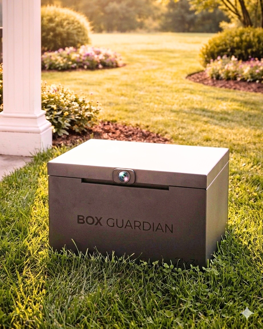 Box Guardian is a durable 2-foot by 3-foot secure lock box designed to keep deliveries safe right at your doorstep. Built with a clean, modern look, it offers plenty of space for packages while blending neatly into your home’s exterior. Equipped with a two-way camera system, you can see and speak to delivery drivers in real time for added convenience and peace of mind. Strong, weather-resistant, and dependable, Box Guardian is designed to protect your packages from theft, weather, and everyday worries.