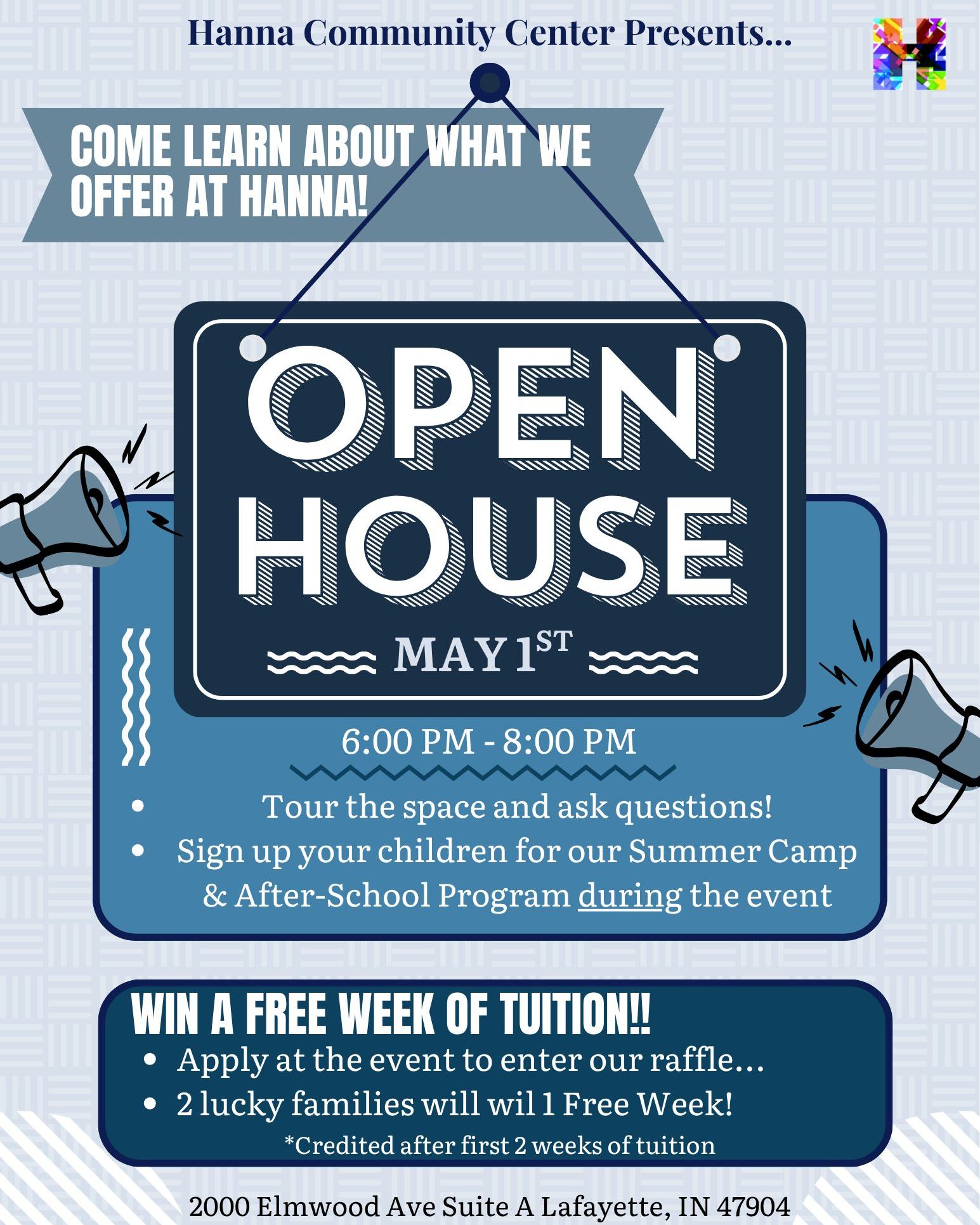 Our doors are open—come experience everything Hanna has to offer! Bring the family, explore our programs, and see what makes our community so special.
✨ P.S... Enter our event raffle for a chance to win 1 FREE week of tuition—two lucky families will take home the prize!