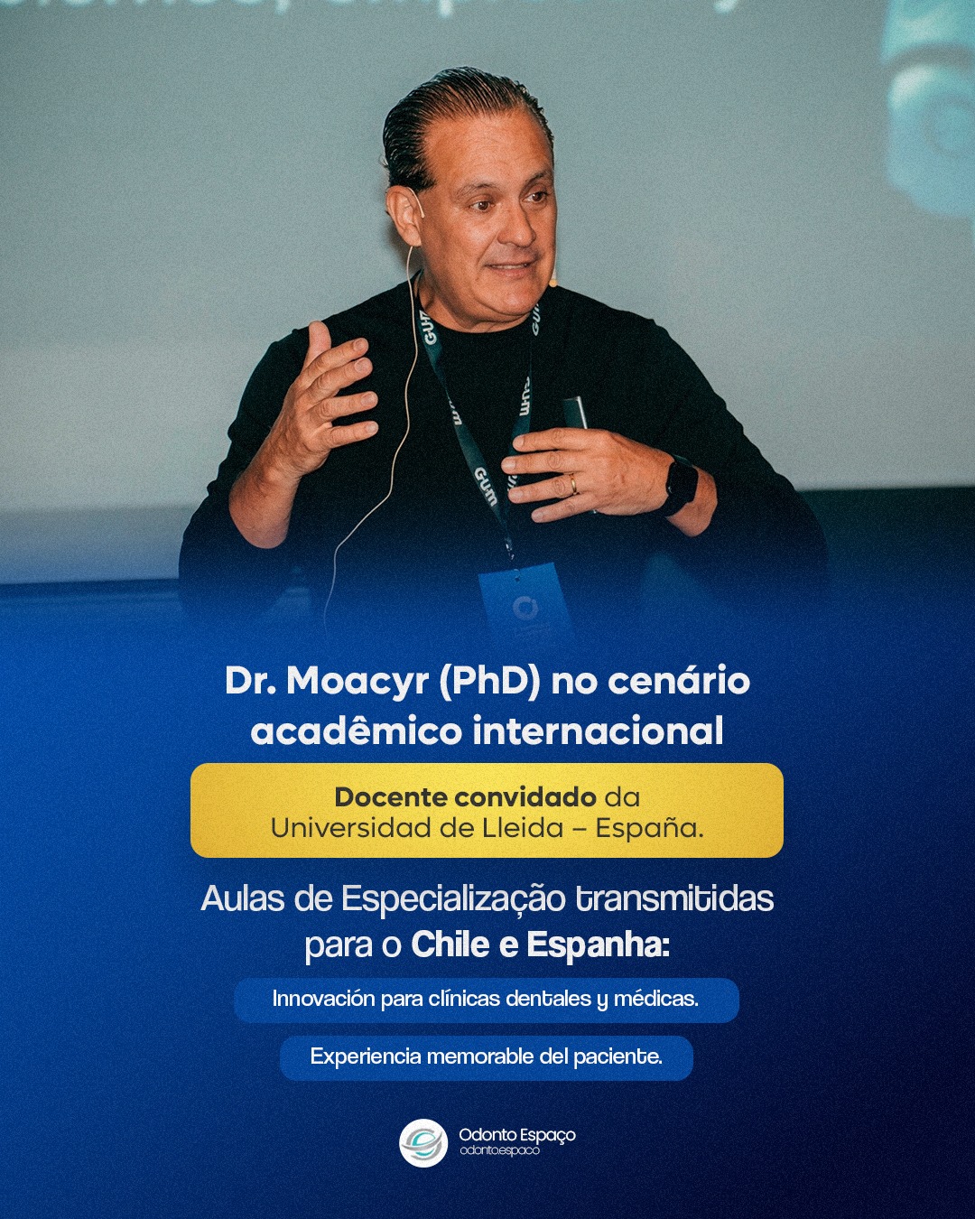 A autoridade acadêmica atravessa fronteiras. É com orgulho que compartilhamos a participação do Dr. Moacyr, PhD, como docente convidado da Universidad de Lleida, na Espanha. 🎓✈️
Suas aulas integram um treinamento de especialização de alto nível (Diplomado), com transmissão direta para o Chile e Espanha, conectando profissionais da saúde em um intercâmbio de conhecimento de elite. 🇪🇸🇨🇱
Como um pesquisador com título de PhD, o Dr. Moacyr lidera discussões sobre os pilares da saúde moderna:
1️⃣ Innovación para clínicas dentales y médicas: O futuro da gestão e tecnologia na saúde.
2️⃣ Experiencia memorable del paciente: A ciência por trás da excelência no atendimento em Odontologia e Medicina.
Ter um mestre e doutor à frente desses temas reafirma o DNA da OdontoEspaço: uma clínica onde a base científica rigorosa do PhD se transforma em cuidado de ponta para nossos pacientes. 🔬✨
Do ambiente acadêmico internacional para o seu sorriso. 🚀