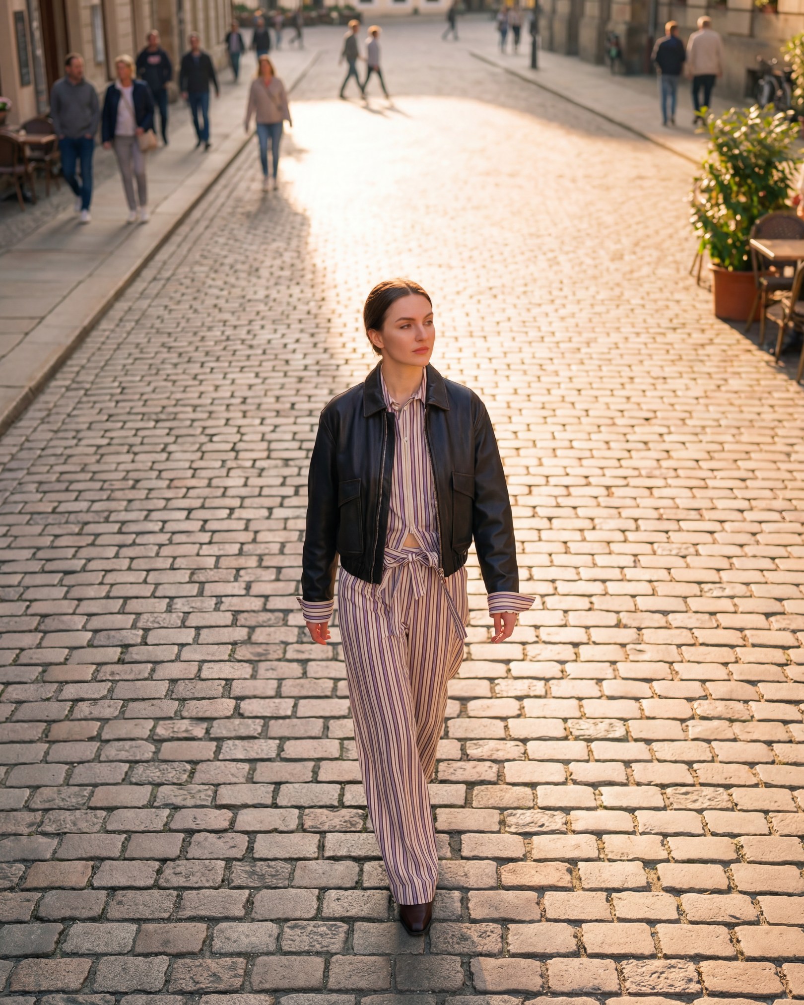 Stripes on stripes, aber make it cool. Die gestreifte Baumwolljacke und passende Hose von @odeeh mit goldenem Reißverschluss layered unter der Lederjacke von @dondup - das ist der Frühlingsmoment, auf den wir gewartet haben.
#Odeeh #Dondup #SpringLook #FashionMunich #LayeringDone