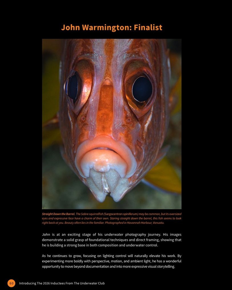 I am happy to announce that I was recently featured in Ocean Geographic Magazine as a finalist in their underwater photography recognition program.
This was joint initiative between Ocean geographic and The Underwater Club. My submission consisted of a portfolio of ten images which were reviewed by a panel of renowned underwater photographers with the aim of recognising underwater story tellers!
As many of my friends would know, I am not a competition guy, I take photos to share what we find during our dives, to help non-divers discover just how precious our marine environment is. It took a bit of convincing for me to have a go!
It has been very valuable exercise for me and a bit of a learning curve as I had a lot of difficulty picking the images, but the feedback has been invaluable.
I was lucky enough, with my friend Elena Markushina and mentor Nicolas & Lรฉna REMY , of The Underwater Club, to have a zoom review session with Michael Aw founder of Ocean Geographic and the author of my first underwater photo book - โan essential guide to digital underwater photographyโ.
Whilst I didnโt quite make the last cut as an โEmergingโ or โAssociateโ OG photographer, just yet, it has set the stage for me to really work on my portfolio and present my stories from a slightly less scientific species ID perspective. To receive honest, constructive feedback from experts has really helped me โfocusโ on my photography as a medium of art and storytelling.
There is a lot more to come from me!
A big congratulations to the inductees:
Associate photographers: Gabriel Jensen and Maryline Renault
Emerging photographers: Fabi Fregonesi, and Stephanie Doniger
And to my fellow finalists: Elena Markushina and Verona Chadwick.
@theuwclub
@oceangeographic
@nicholaslenaremy
@shallowseasgallery
@maryline_renault_uw
@stephaniedoniger
@fabi_dive
@el_coffee_and_@ sea
@veronachadwick_diving