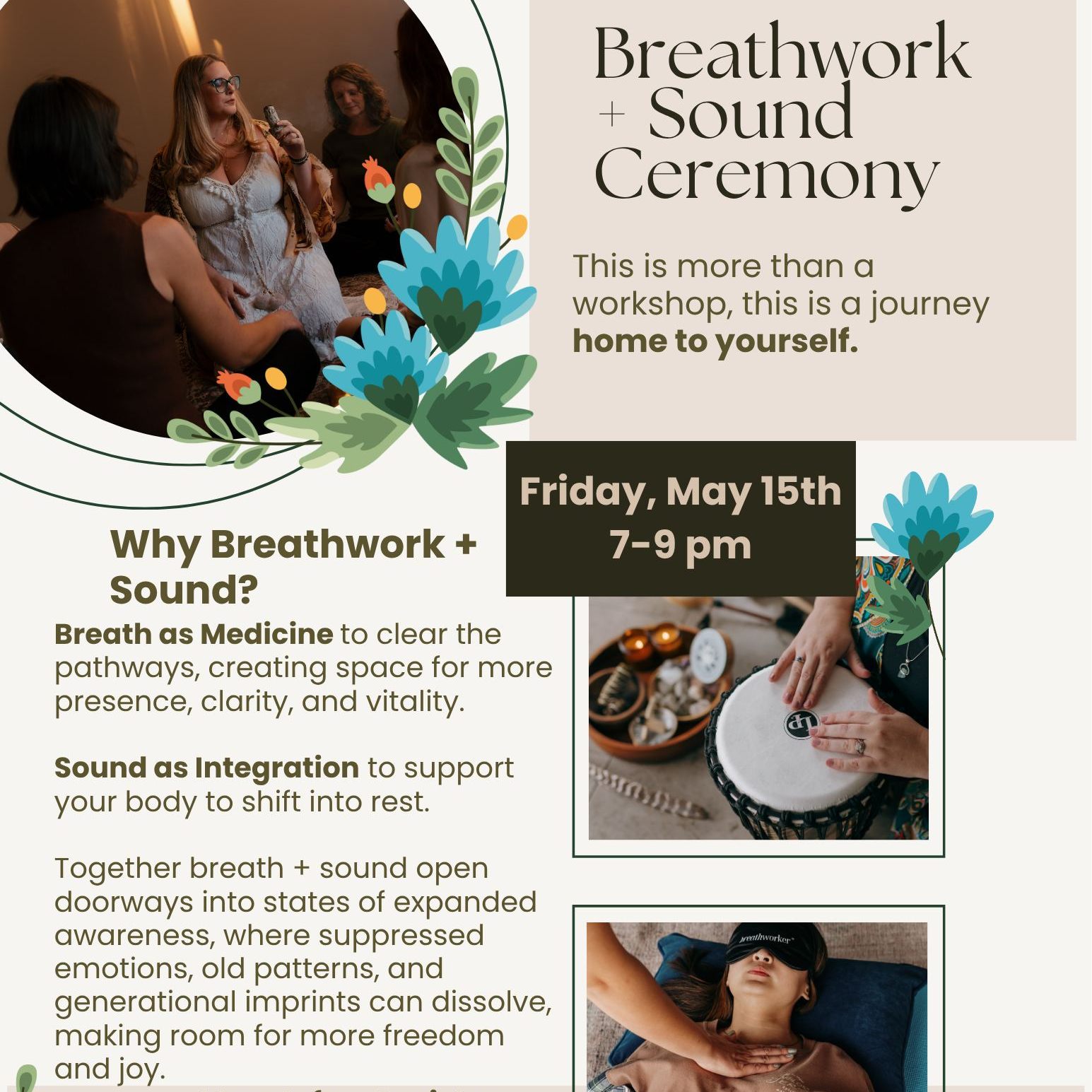 What have you been holding on to that is no longer serving you? How would you feel if you were able to release that, and move into clarity and presence instead?
Breathwork + Sound is built for your shift into intentional joy!
Our Next Breathwork + Sound Ceremony will be on Friday, May 15th
Grab your spot here: www.gvstwellness.com/classes