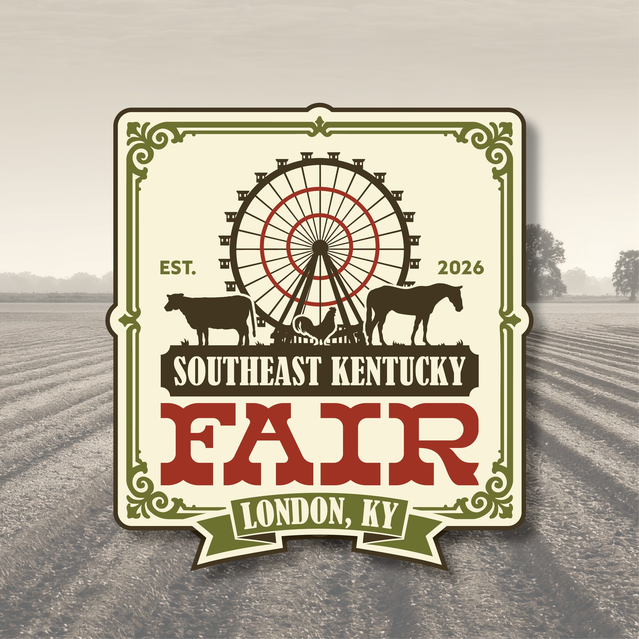 Thank you to London Tourism & Parks Visit London KY for the chance to work on the upcoming Southeast Kentucky Fair that will be hosted at the newly renovated Fairgrounds! They had some ideas and goals for what the logo included that I was able to put together into this design.