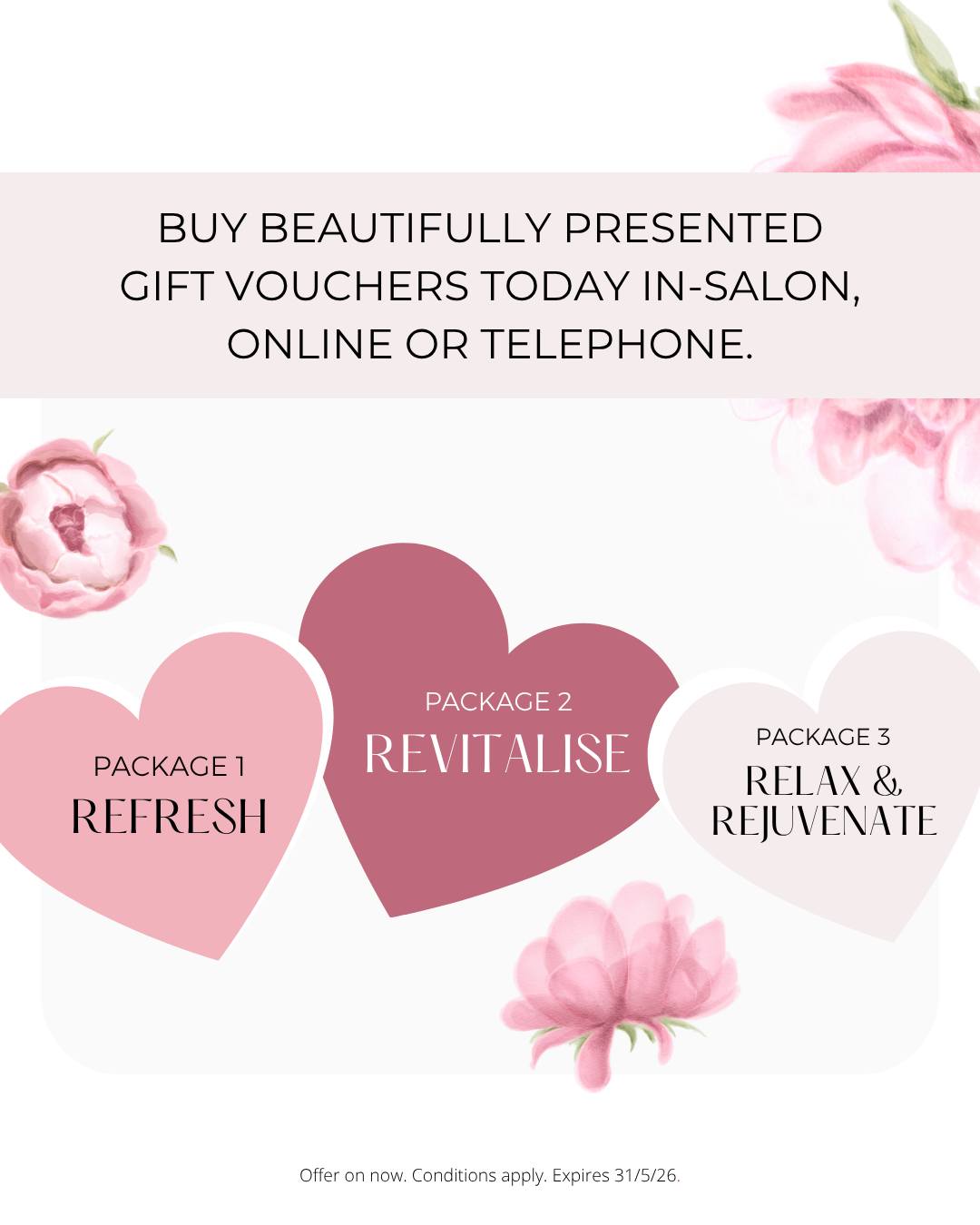 Do you have Specific Skin Concerns ?
Our treatment Vouchers are the key to addressing them !
whether it's reviving tired skin, revitalising the eyes, or achieving a sense of rejuvenation, our packages are designed for various skin needs.
Seize the opportunity to take of our voucher promotion this Mother's Day.
Invest in your skin, Invest in Selfcare . Book now for radiant results👇
https://tinyurl.com/mwvkcddf