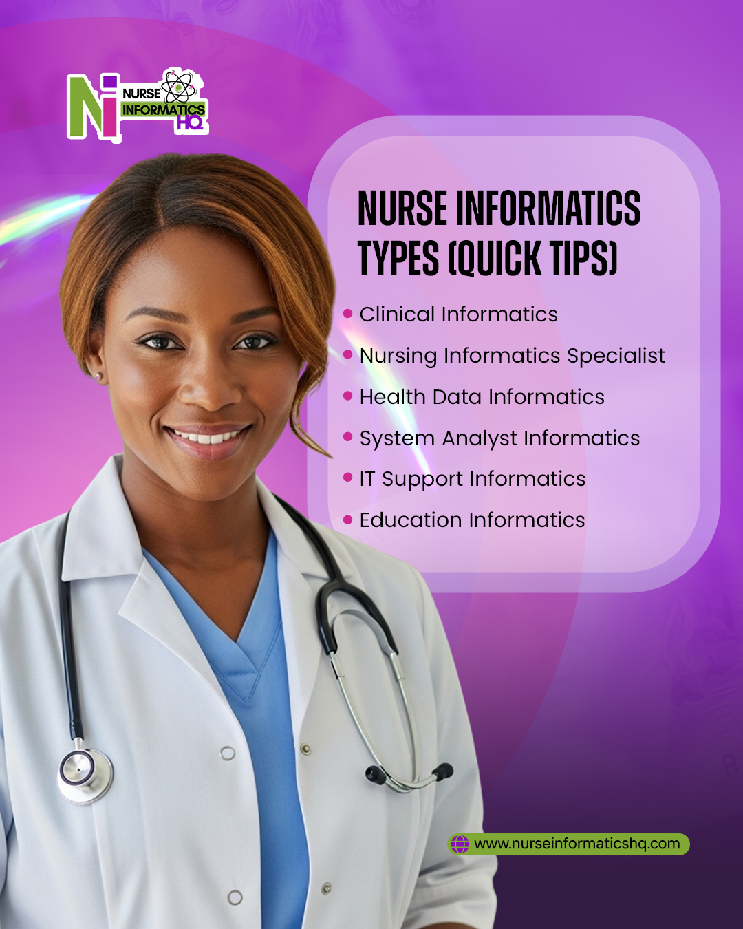 Nurse Informatics: quick paths to explore 💻
Healthcare is evolving—and nurses are leading the shift.
From working directly with patient data to supporting systems behind the scenes, Nursing Informatics opens doors to multiple career paths:
Clinical Informatics, Informatics Specialist roles, Health Data, Systems Analysis, IT Support, and Education.
Curious where you fit in?
Start exploring your next move today:
👉 www.nurseinformaticshq.com
#NursingCareers #NurseInformatics #DigitalHealth #HealthcareInnovation #CareerGrowth #FutureOfNursing
