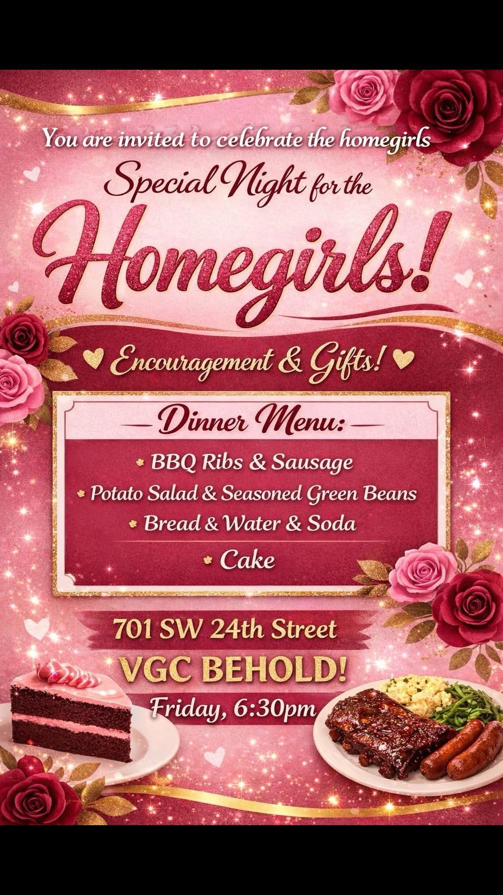 VGC Homegirls
San Antonio Ladiesโผ๏ธโผ๏ธ,
join us for an unforgettable night of uplifting fellowship, radiating God's love, and celebrating the power of sisterhood through the transformative Word of God โฆ This Friday night, there's no other place we'd rather be @highlight
Speakers from THE HOMEGIRLS ( WOMEN OF GOD)
Minister Heather Wolfe,
Minister Ramona Jackson,
& Minister Armani Williams
We are in for a True Blessingโฆ
See YOU Thereโฆ 630pm til 8Pm