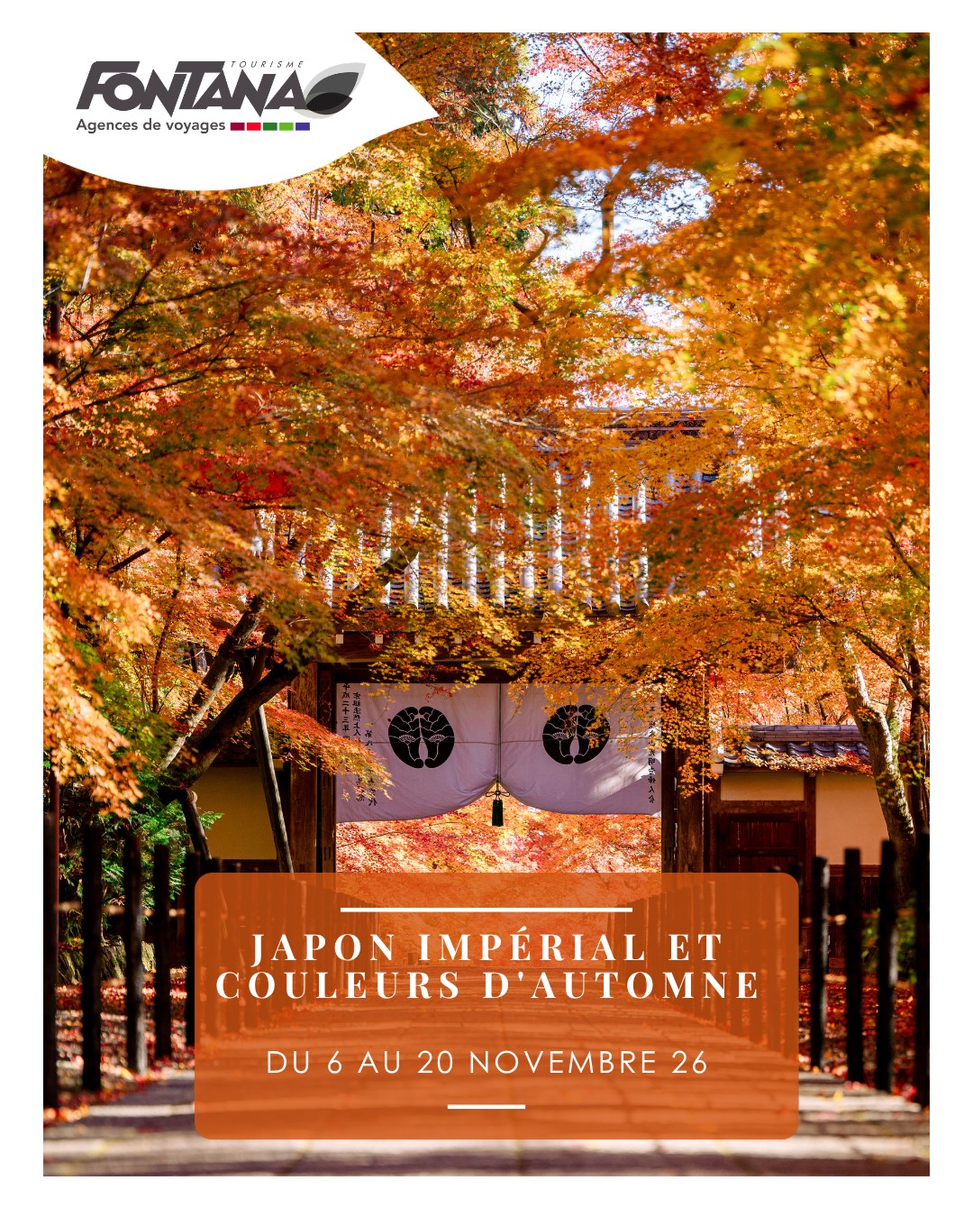 🍁 Japon impérial & couleurs d’automne 🇯🇵
Et si vous découvriez le Japon à l’une de ses plus belles périodes ?
À l’automne, le pays se pare de nuances rouges, orangées et dorées… un spectacle naturel unique, entre traditions et modernité.
✨ Au programme :
🏯 Temples et sites emblématiques
🍁 Jardins et paysages sublimés par les couleurs d’automne
🚄 Expériences culturelles et immersion locale
🍣 Découverte de la gastronomie japonaise
Un voyage complet, entre héritage impérial et émotions visuelles, pour vivre le Japon autrement.
📍 Au départ de la région lyonnaise – accompagnement par nos équipes locales
📅 Départ le 6 Novembre 2026– informations en agence à Bignais et Neuville-sur-Saône
👉 Découvrez tous les détails du programme :
sur noter site internet (lien en bio)
📩 Contactez nos conseillers pour personnaliser votre projet.