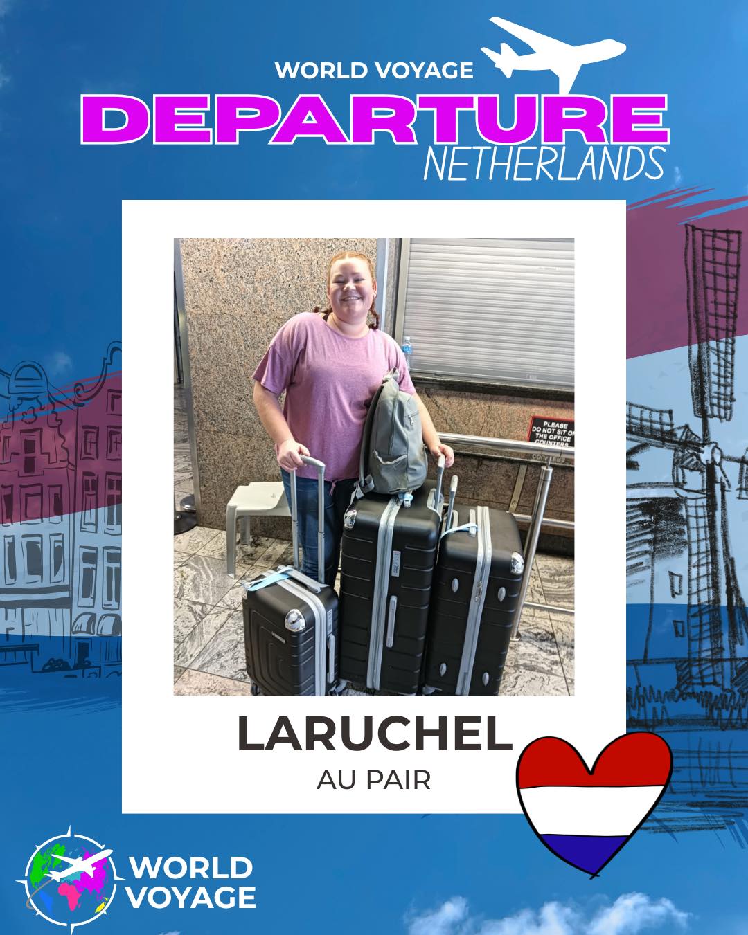 She’s on her way! ✈️🇳🇱
Laruchel has officially departed and her journey to the Netherlands has begun. What started as a dream is now unfolding in real time as she heads off to meet her host family. ✨
💜We’re so proud of you, this is just the beginning of a story you’ll carry with you forever.
Bon voyage, Laruchel 🌍✨
#AuPairJourney #AuPairNetherlands #LifeAbroad #WorldVoyage #NewBeginnings