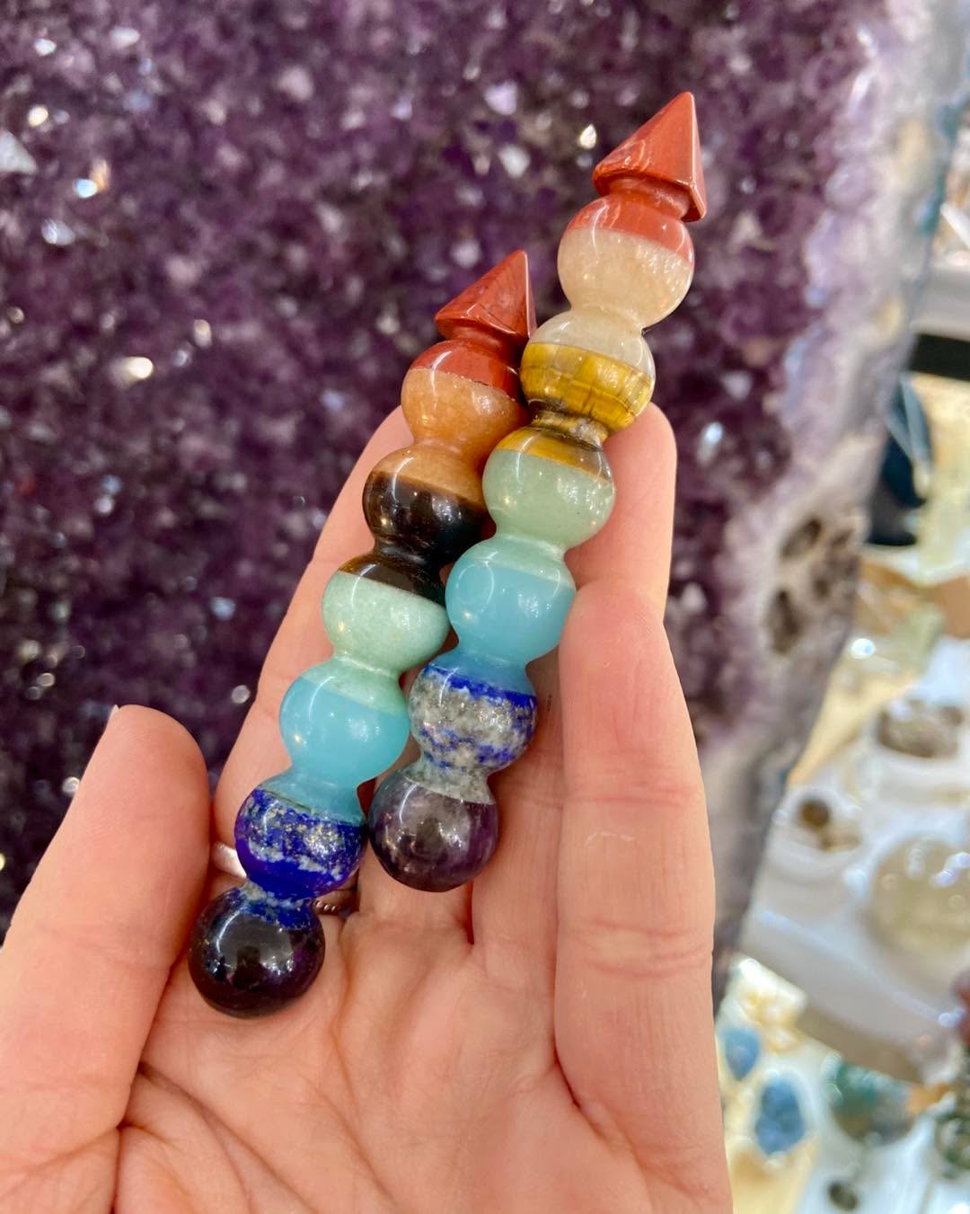 Crystal wands in all shapes and sizes ✨🌈🌟
Wands are popular in displays, as energy tools and in grids. We have a range of designs, some with their own stands
For more information or to purchase give us a message or comment down below
.
.
.
#crystalshopuk #crystalwands #crystalmagic