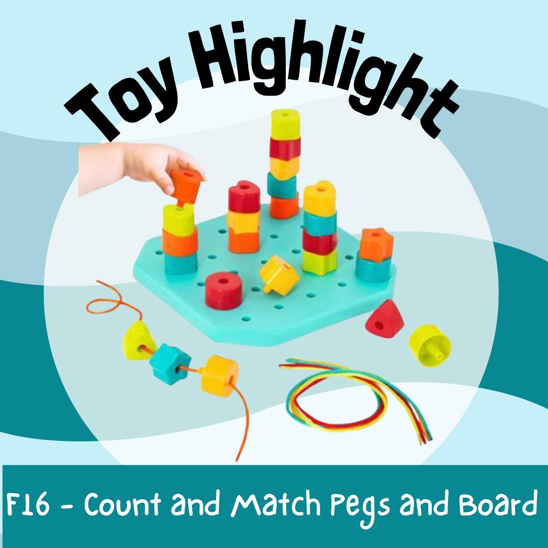 Toy Highlight for today:
F16: Count and Match Pegs and Board
https://cockburntoylibrary.setls.com.au/items/1451
This set includes five cords to string the geometric shapes through. As your child is stacking, sorting, and lacing these easy-to-grasp pegs, they'll be practicing their sorting skills and improving their fine motor skills. With this classic learning toy, it's easy to come up with a ton of fun games.
So spark your creativity and get your hands and minds moving!