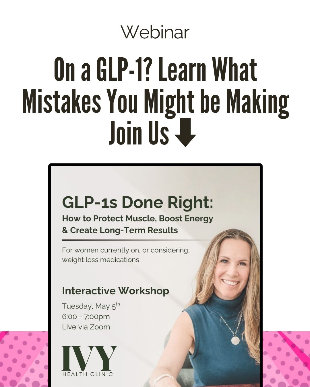 Weight loss that supports your health takes time. Your body needs space to adapt. To hold onto muscle. To stay nourished. To keep your energy stable. To feel well while the change is happening.
If you're on a GLP-1, or considering it, you need a plan that supports your body with proper nutrition and muscle protection built in from the start.
That's why I'm hosting a new webinar.
We'll talk about:
How to protect muscle during weight loss
How much protein you actually need
Why rapid weight loss can backfire
What to measure beyond the scale
What a supported, intentional approach to weight loss looks like
So you're not just focussed on a number on the scale.
You feel stronger.
More energized.
And actually healthier in the process.
Register for free through the link in bio, or at:
https://www.eventbrite.ca/e/glp-1s-done-right-how-to-protect-muscle-energy-long-term-results-tickets-1986994688602