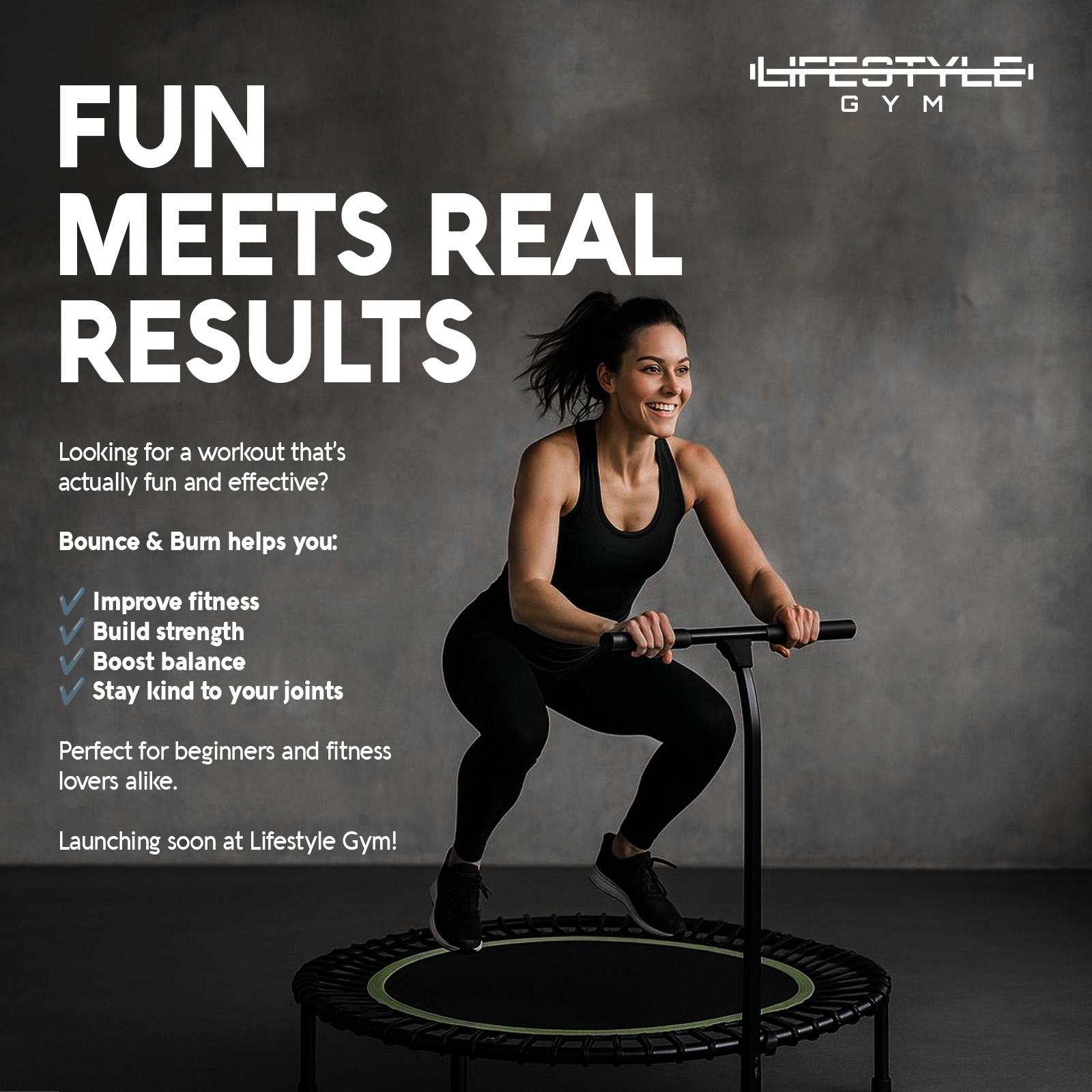 FUN meets real RESULTS 💪🔥
Looking for a workout that’s actually fun and effective? Bounce & Burn is here to change the game—helping you build strength, improve fitness, and boost balance while being gentle on your joints.
Whether you're just starting out or already on your fitness journey, this is for you.
Get ready to feel the difference…
Coming soon to Lifestyle Gym! 👀
#LifestyleGym #ComingSoon #BounceAndBurn #FunWorkout #RealResults #FitnessMadeFun #StayActive #FitnessJourney #GymLife #ZambiaFitness