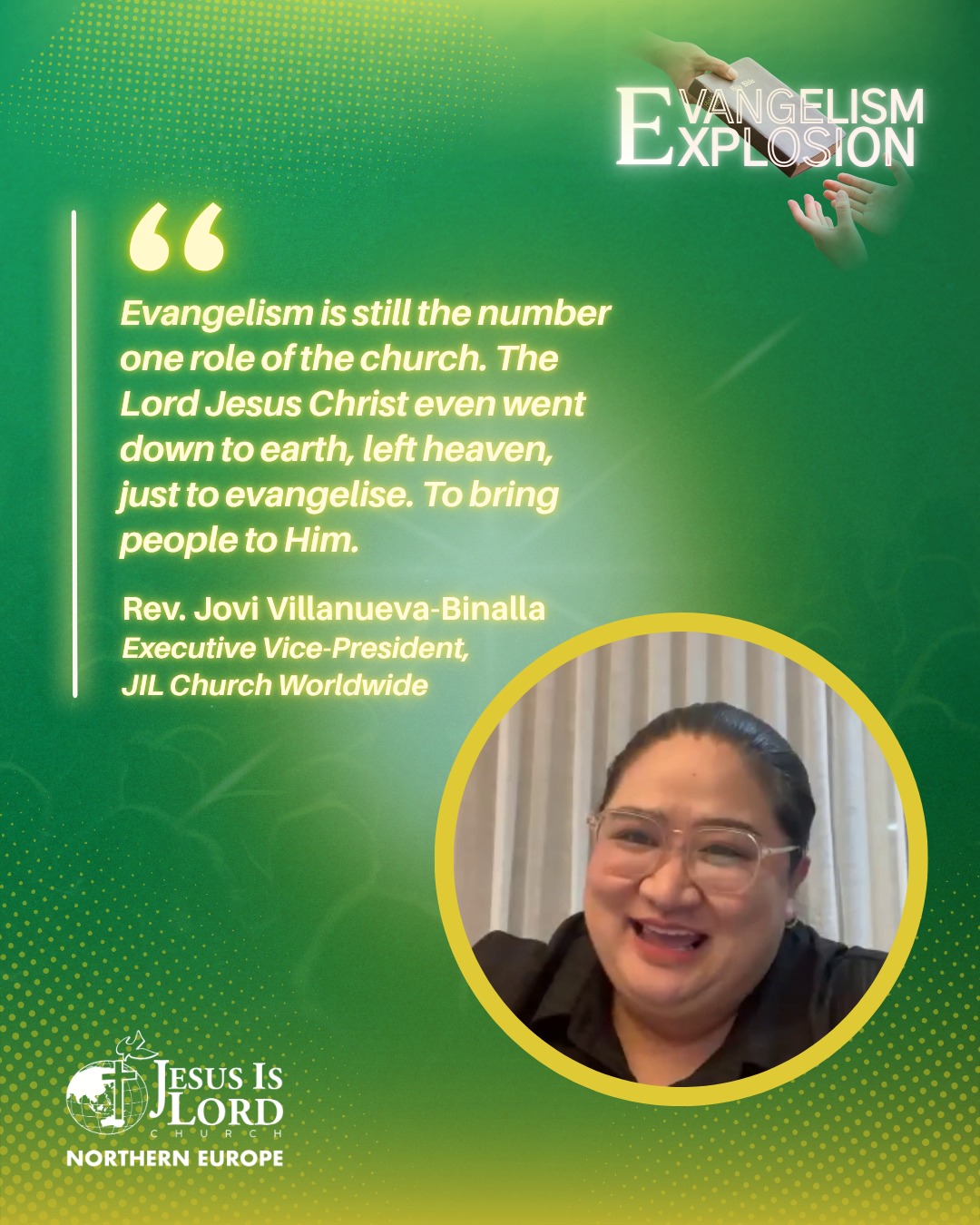 Praise God for a victorious Evangelism Explosion! We boldly claim the breakthrough anointing for evangelism. We declare this a season of harvest: lives transformed, souls saved, and the Gospel advancing with power across the entire Northern Europe Operations.
#JILChurch #JesusIsLord #JILNorthernEurope