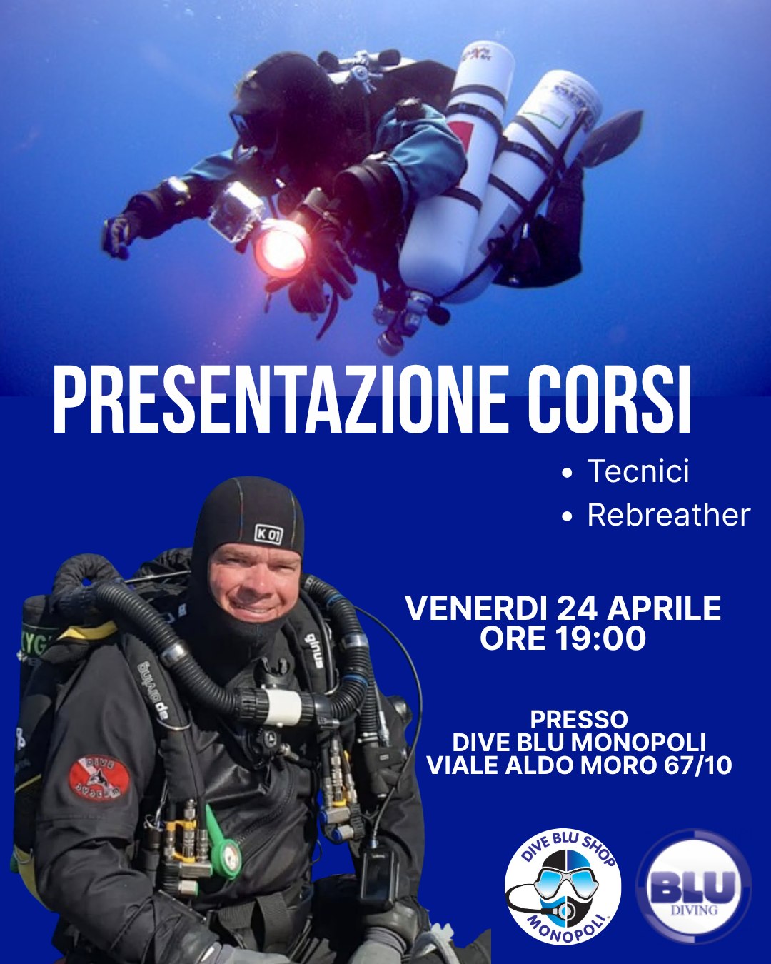 Se vuoi saperne di più, iniziare un percorso di crescita intenso, entrare nella Rebreather Division, o semplicemente fare due chiacchiere... non mancare!
.
.
.
.
📞0809373096
📍 Viale Aldo Moro 67/10 Monopoli
💙 #DiveBluMonopoli 💙