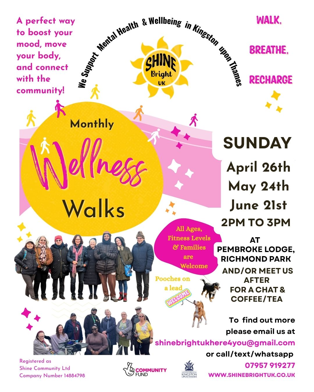 Our friends over at @shinebrightuk2021 have some new #Wellness #Walks coming up! If you're interested in taking part, email them at📧: shinebrightukhere4you@gmail.com ,or Call/Text/WhatsApp📞: 07957919277.
We welcome you to share and have an amazing day!
#Community #WellnessWalks #WellnessWalking #Community #RichmondPark #RichmondParkLondon #Walk #Wellbeing #kingstonuponthames #kingston #surbiton #tolworth #newmalden #chessington