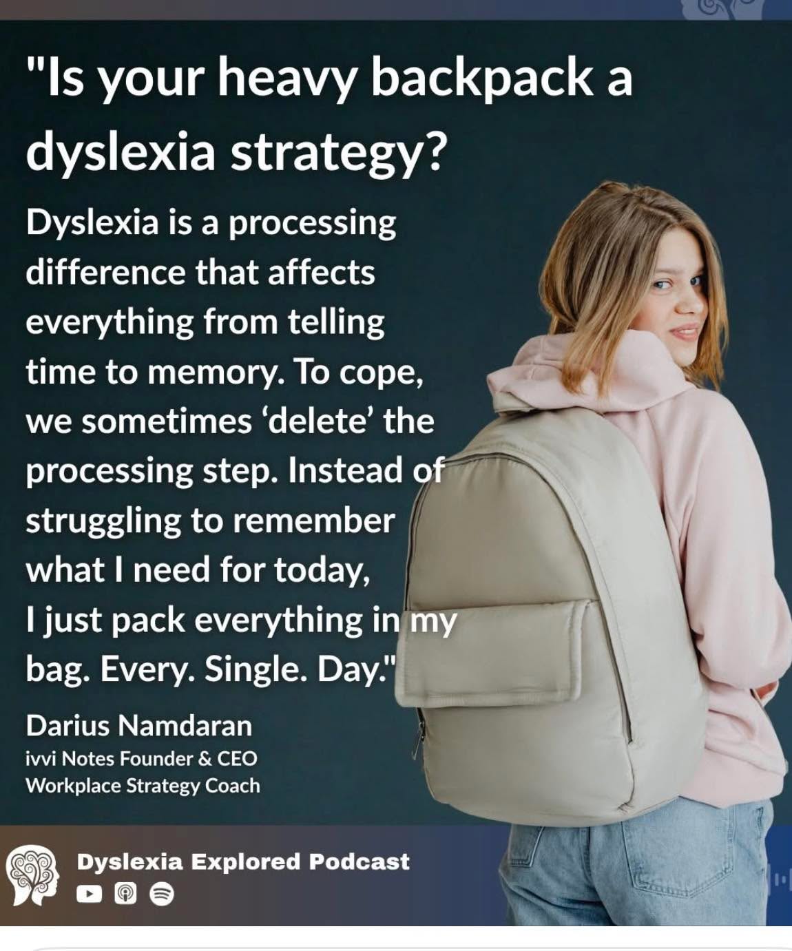 This image brought back a memory from my work in schools. (Thank you Dyslexia Explored for sharing)
I once worked with a pupil who seemed to carry the fullest backpack every single day. When I asked about it, they explained that they didn’t want to forget anything, so they simply packed everything… just in case.
It was their strategy for coping with the processing and memory demands of the school day.
With the right support, we gradually reduced the size of the rucksack and helped them develop strategies to organise themselves more confidently. Over time, their confidence grew and school started to feel much more manageable.
Sometimes behaviours that seem unusual are actually clever coping strategies children develop when learning feels overwhelming.
Understanding the reason behind the strategy can make all the difference.
I wonder if you know a child who has adopted this approach?
If you are concerned about a child’s learning, I help families and schools explore profiles such as dyslexia and attention differences so that the right support can be put in place.